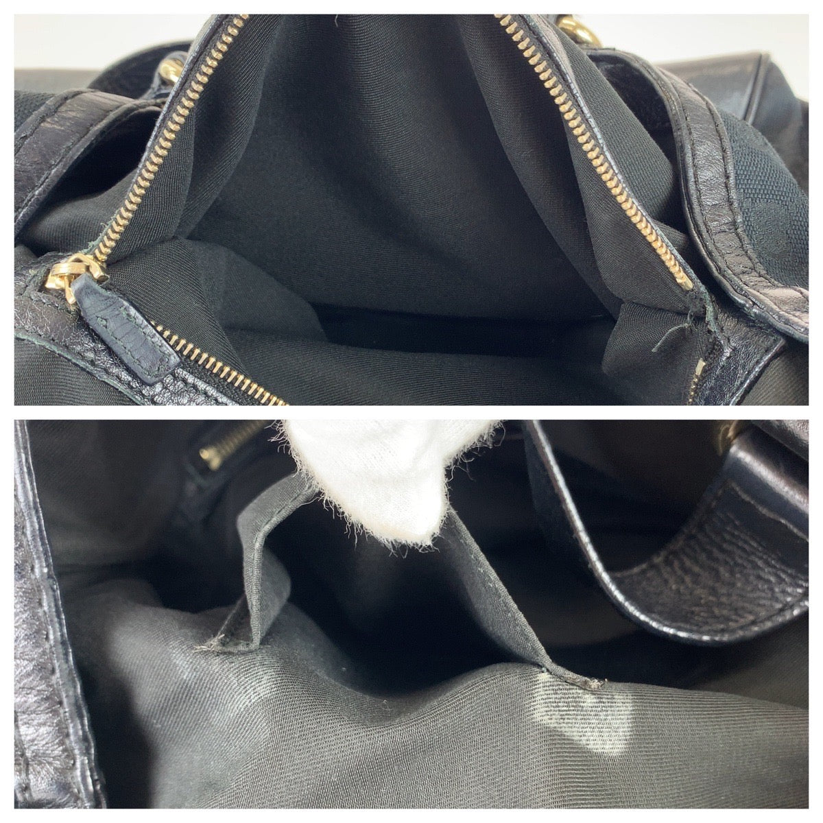 Gucci Black GG Canvas Leather Tote Bag