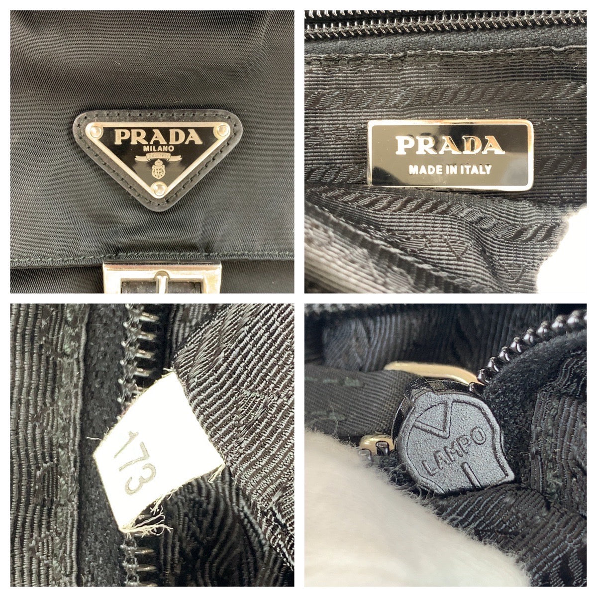 Prada Nylon/Leather Tessuto Triangle Logo Plate Shoulder Bag in Very Good Condition