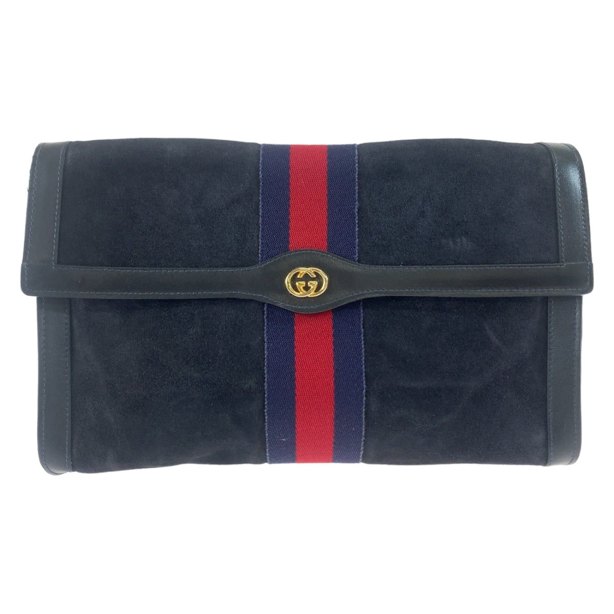 Gucci Suede/Leather Old Gucci Sherry Line Interlocking Clutch Bag in Very Good Condition