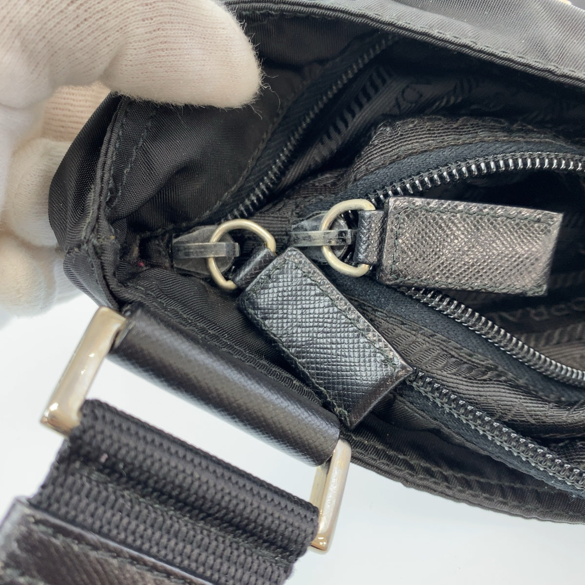 Prada Nylon Tessuto Logo Plate Shoulder Bag