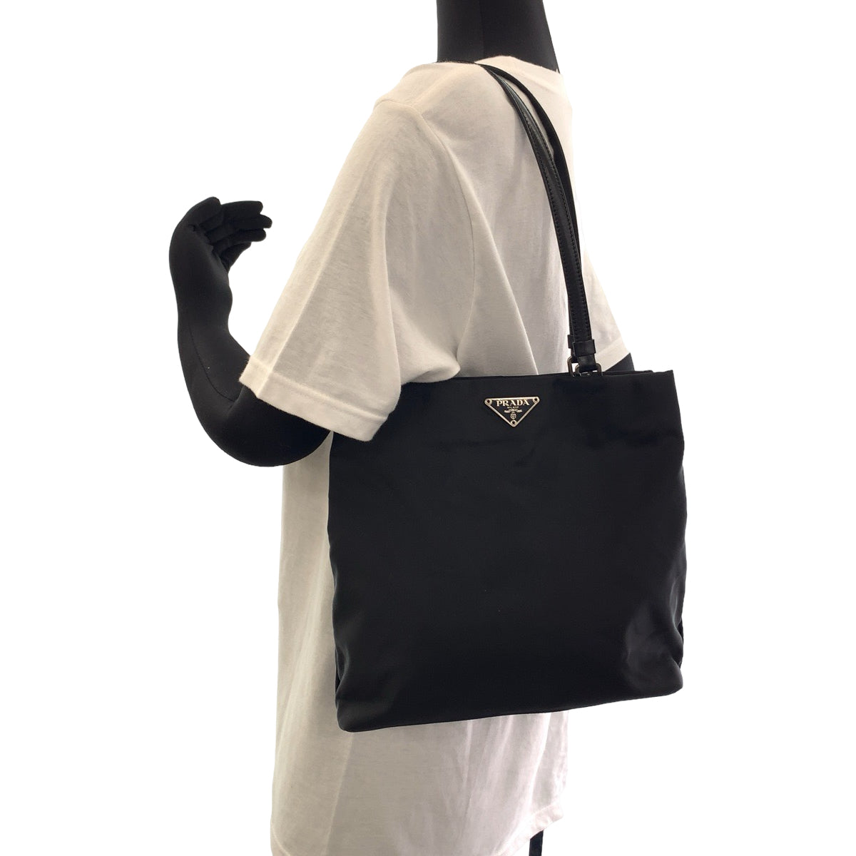 Prada Nylon Tessuto Triangle Logo Tote Bag