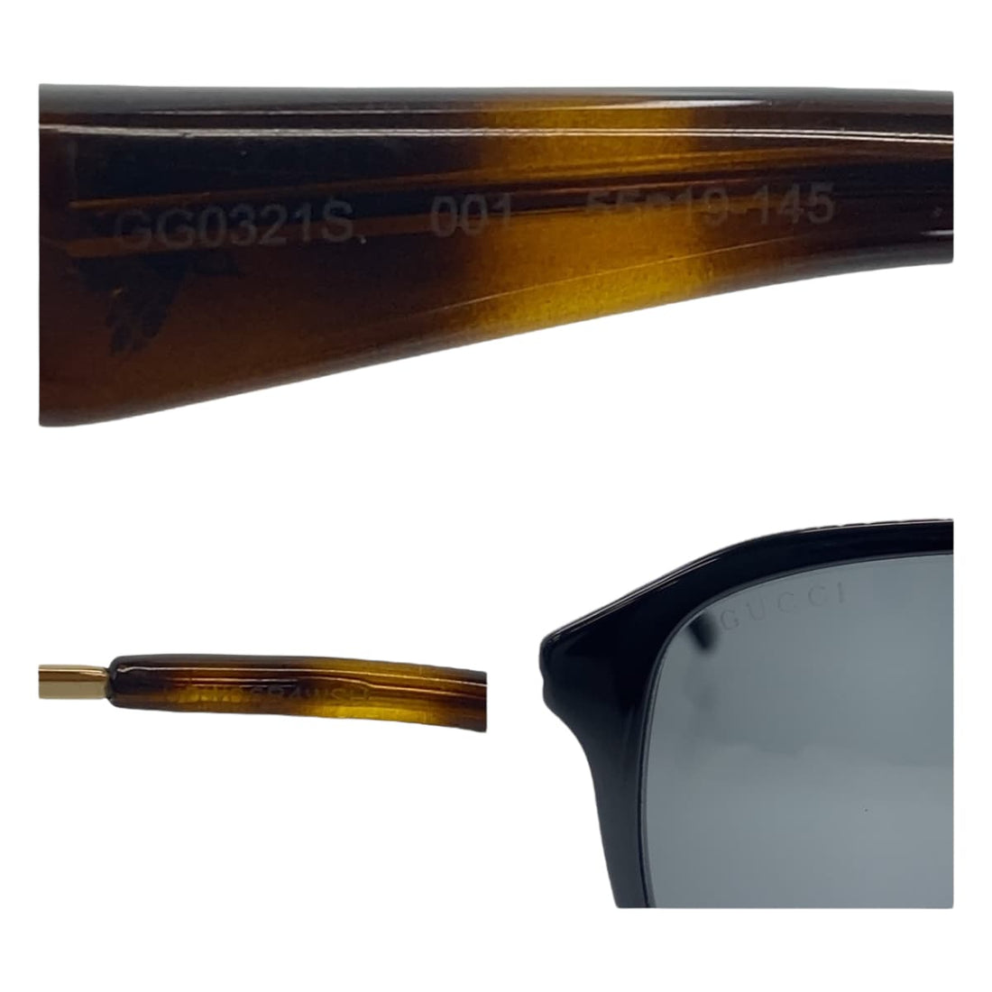 Gucci Black Brown Gold Sunglasses GG0321S