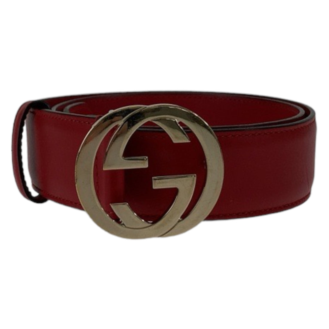 Gucci Leather Interlocking Belt GG Buckle Red