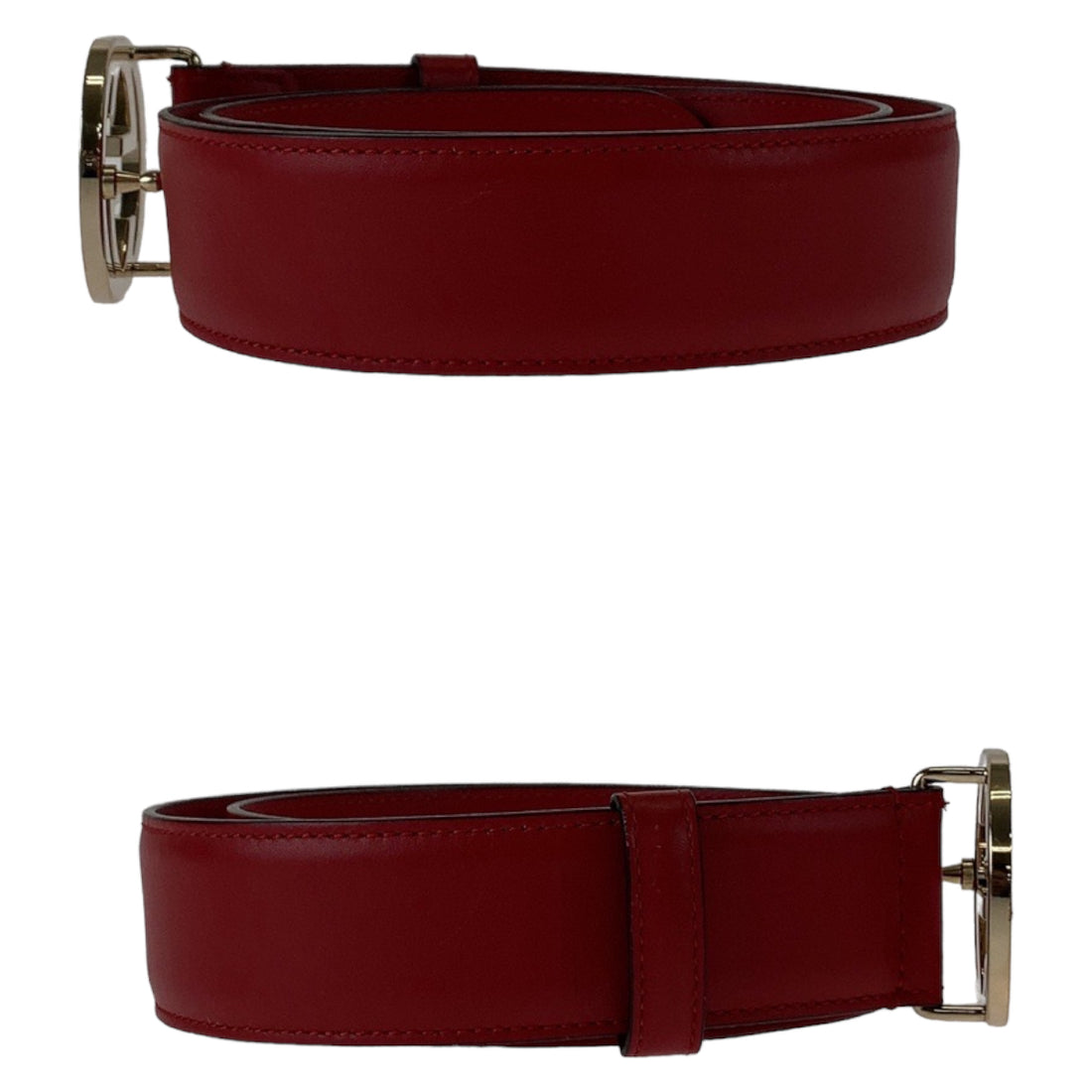 Gucci Leather Interlocking Belt GG Buckle Red