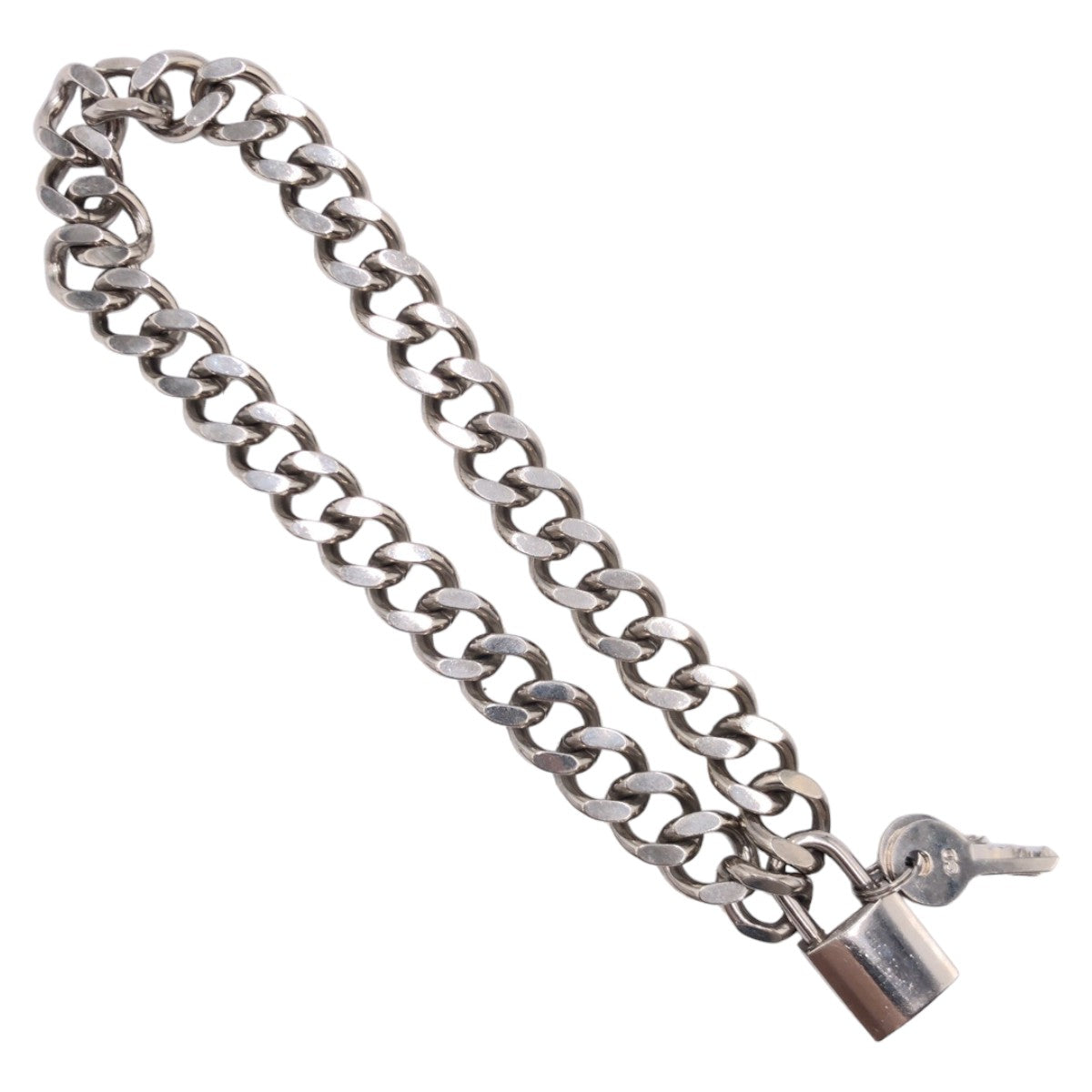 Dior Silver Metal Padlock Key Necklace Pendant