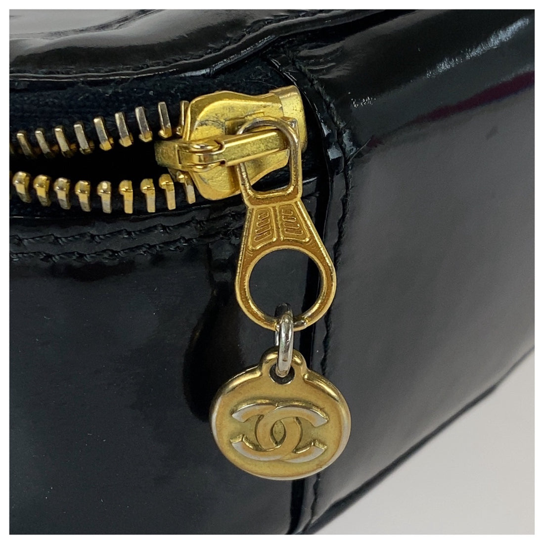 Chanel Black Enamel Pouch with Mirror