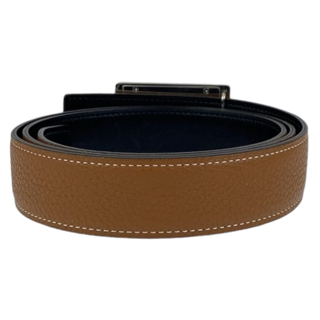 Hermes Studded Buckle Belt Gold Brown Silver