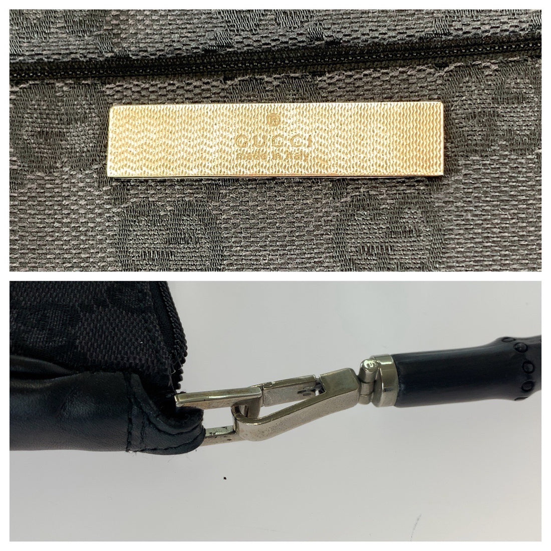 Gucci Bamboo Canvas Leather Handbag