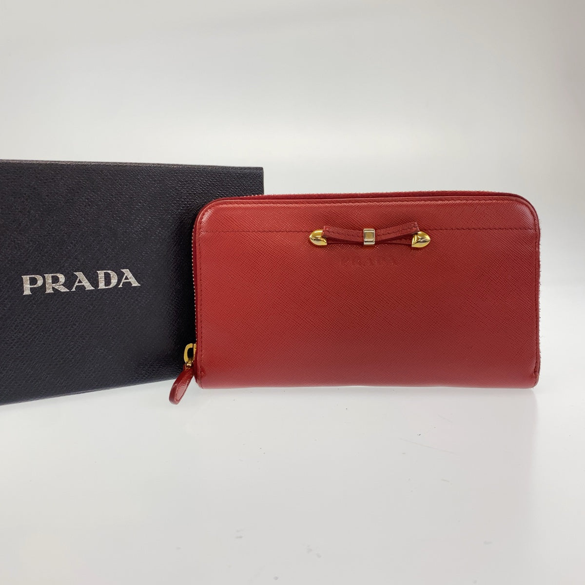 Prada Saffiano Leather Ribbon Long Wallet in Very Good Condition