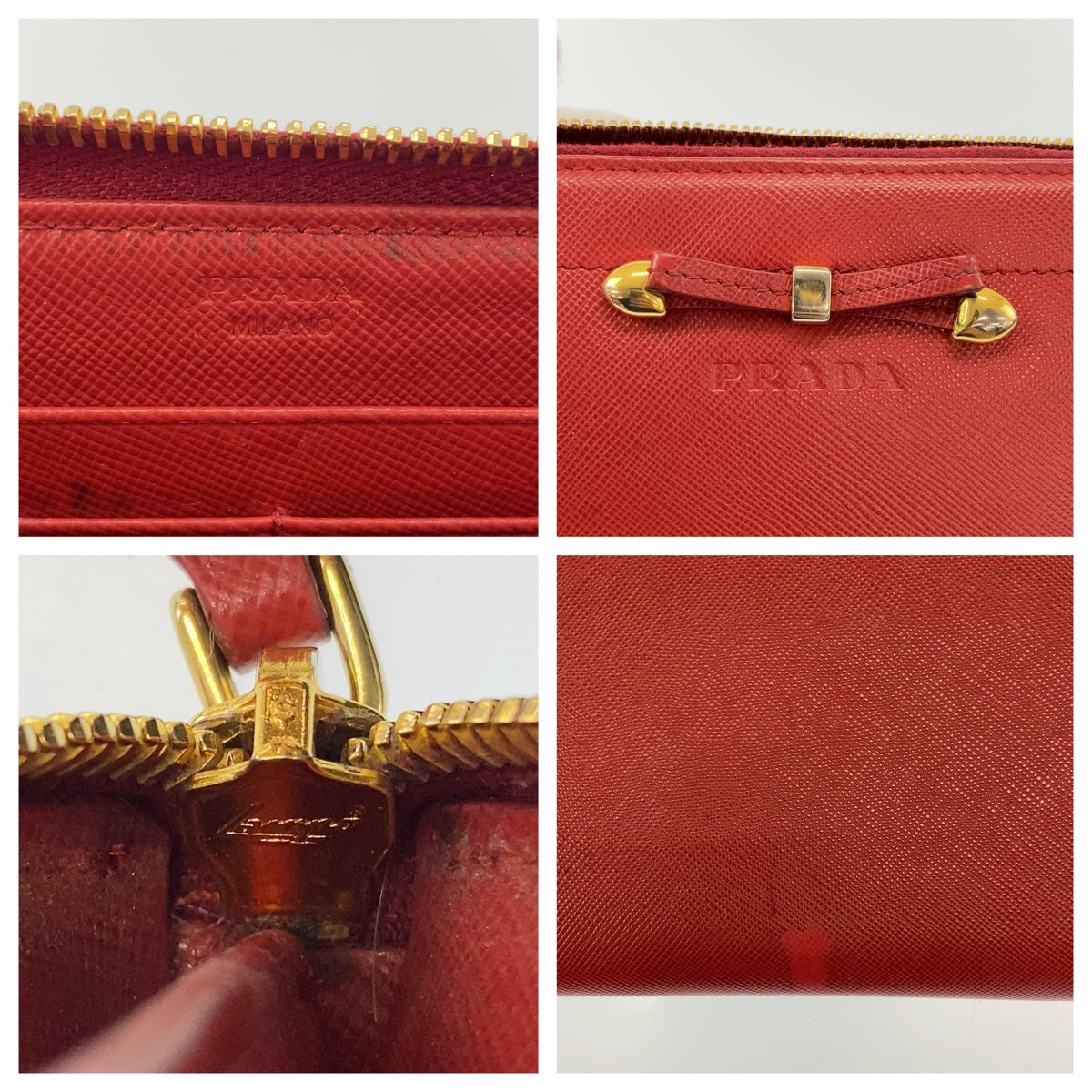 Prada Saffiano Leather Ribbon Long Wallet in Very Good Condition