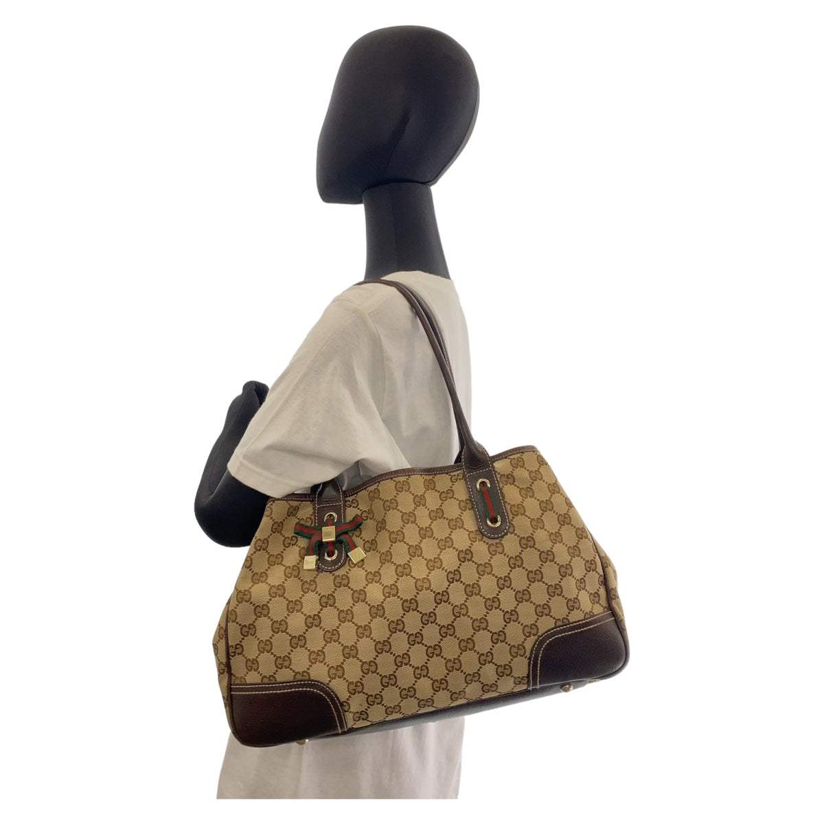 Gucci Princy GG Canvas Leather Tote Shoulder Bag in Very Good Condition