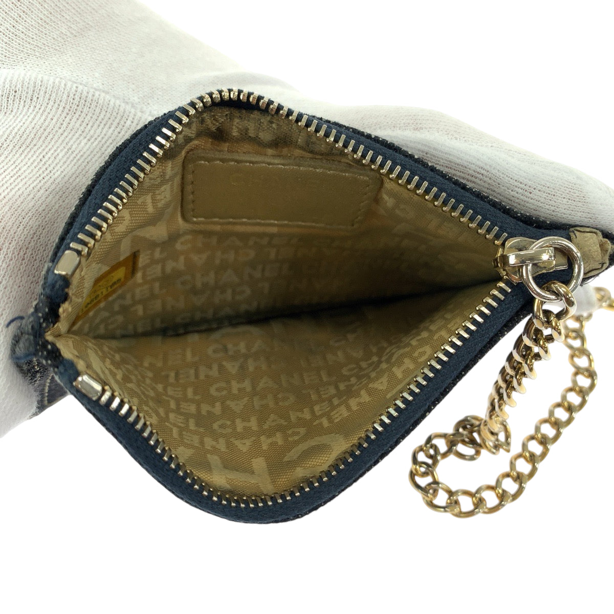 Chanel Denim Coin Case with Chain