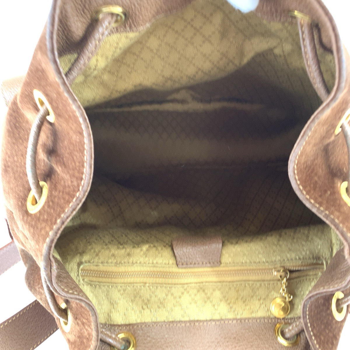 Gucci Suede/Leather Bamboo Backpack 00320580016 in Very Good Condition