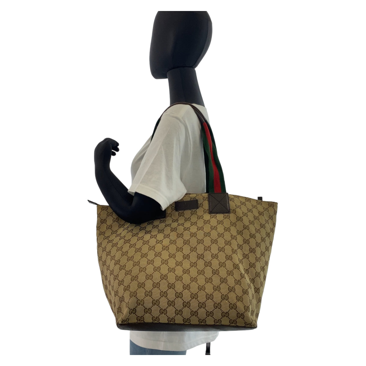 Gucci GG Canvas Leather Tote Bag 131231 in Very Good Condition