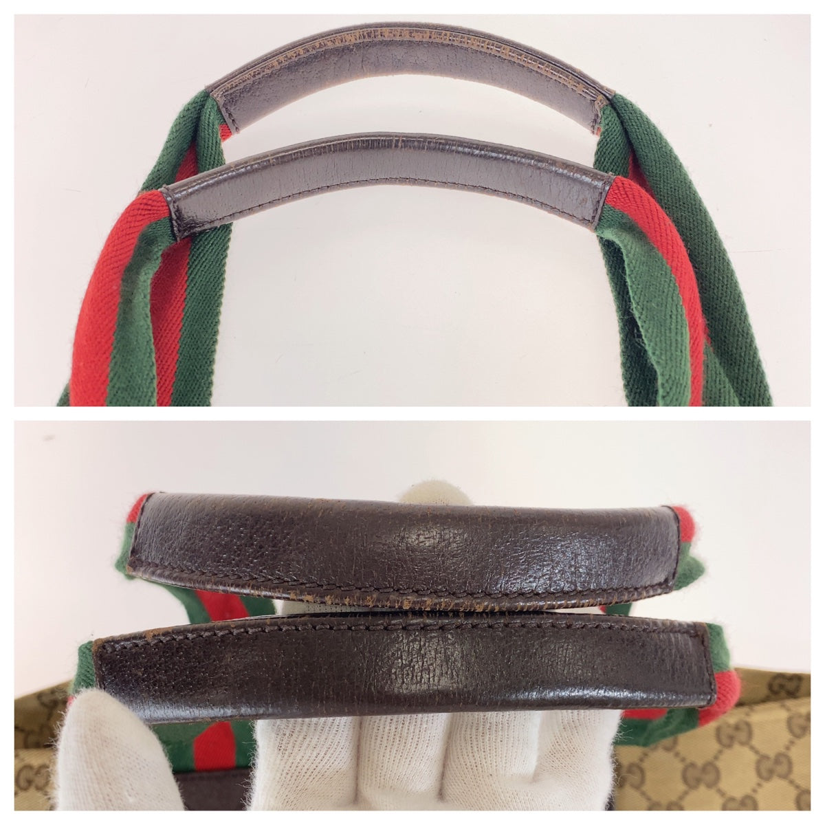 Gucci GG Canvas Leather Tote Bag