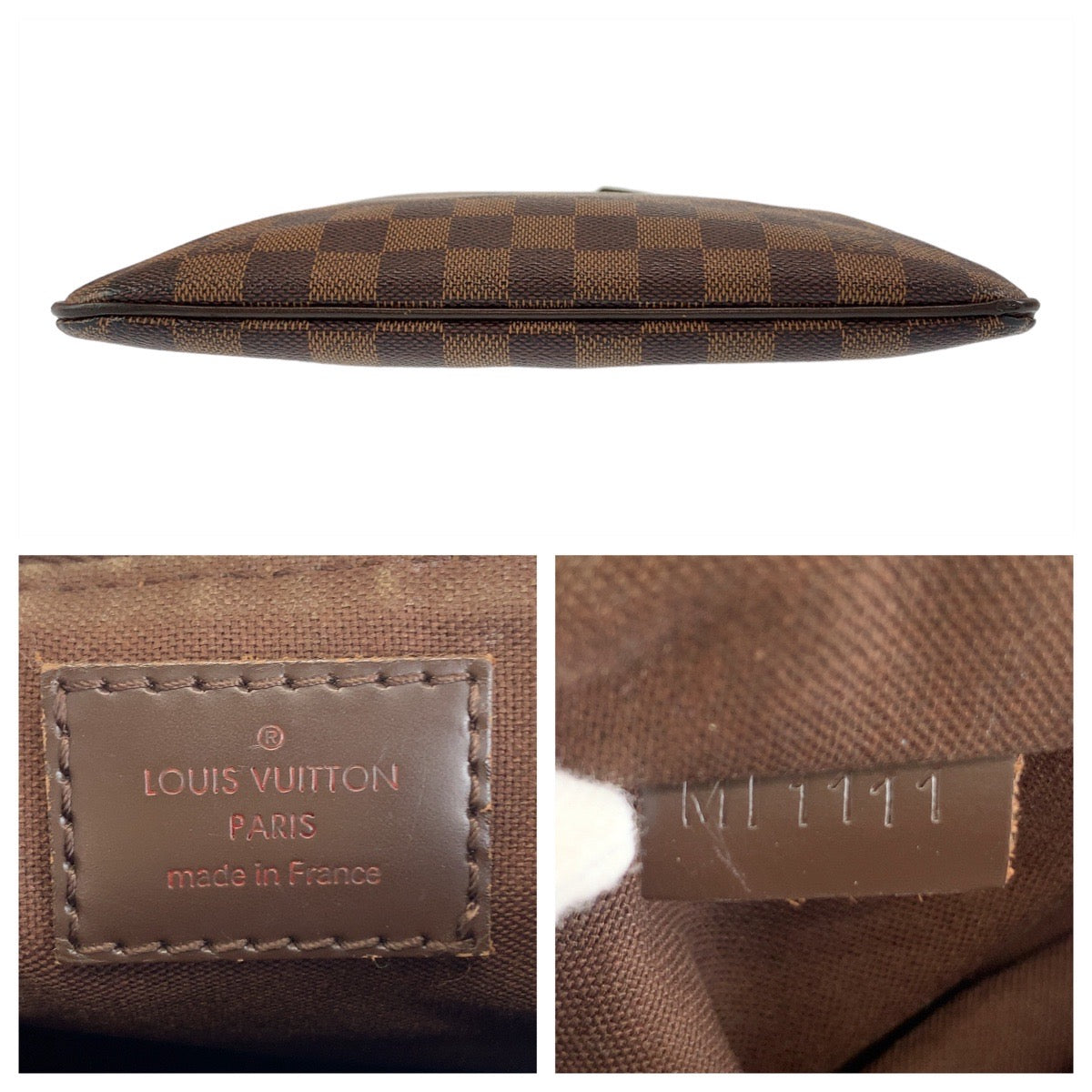 Louis Vuitton Damier Pochette Plat Brooklyn Shoulder Bag N41100 in Very Good Condition