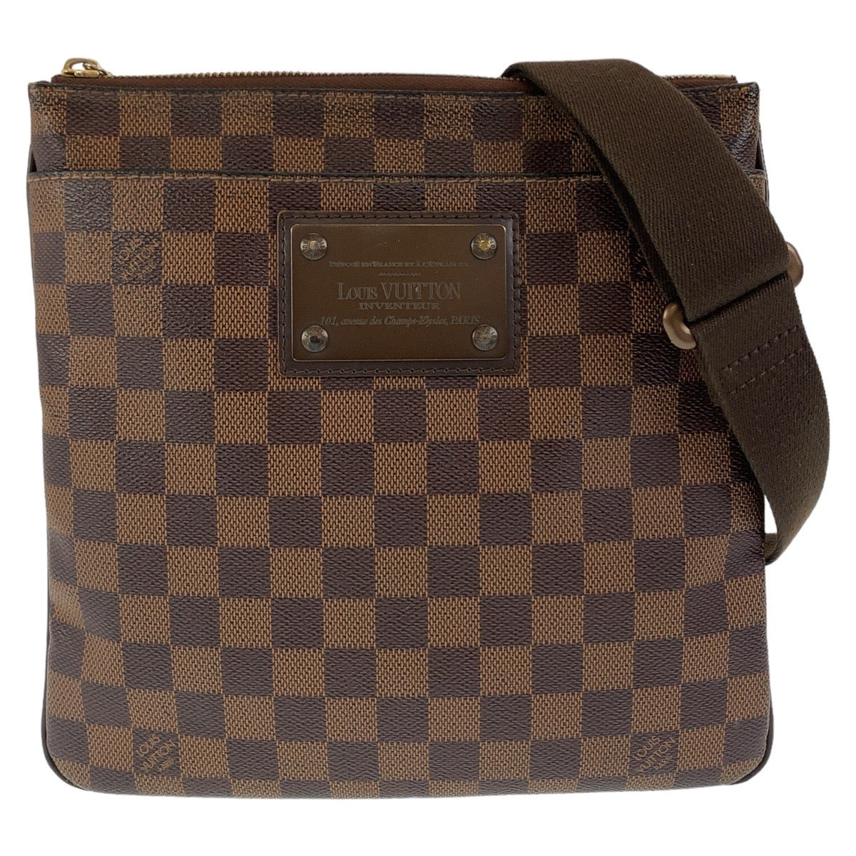 Louis Vuitton Damier Pochette Plat Brooklyn Shoulder Bag N41100 in Very Good Condition