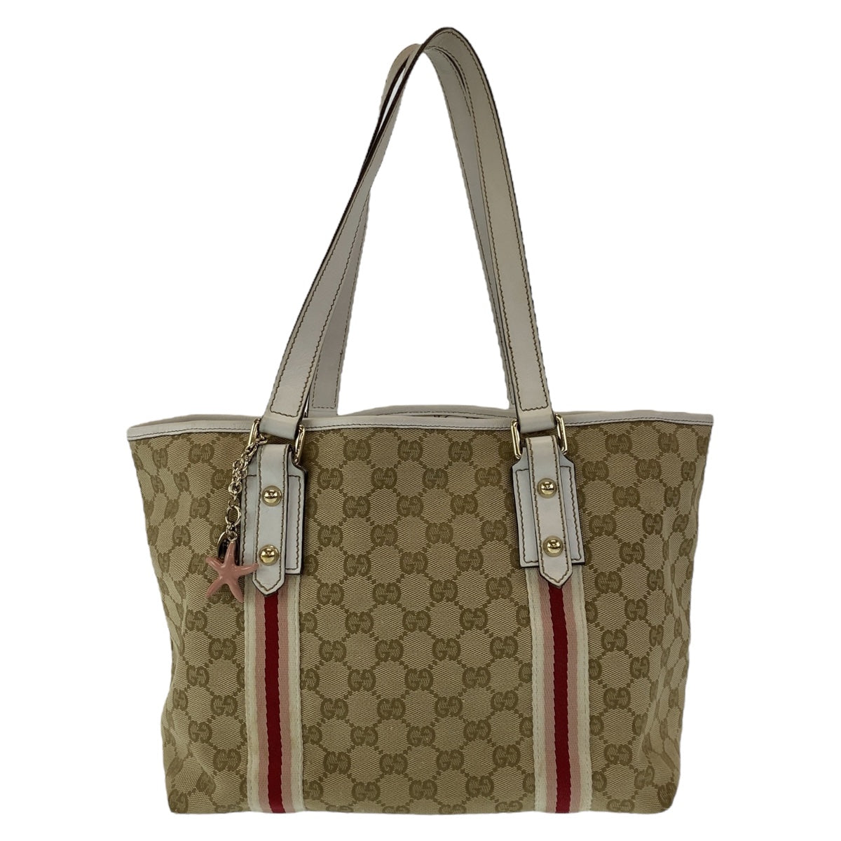 Gucci GG Canvas Leather Tote Bag