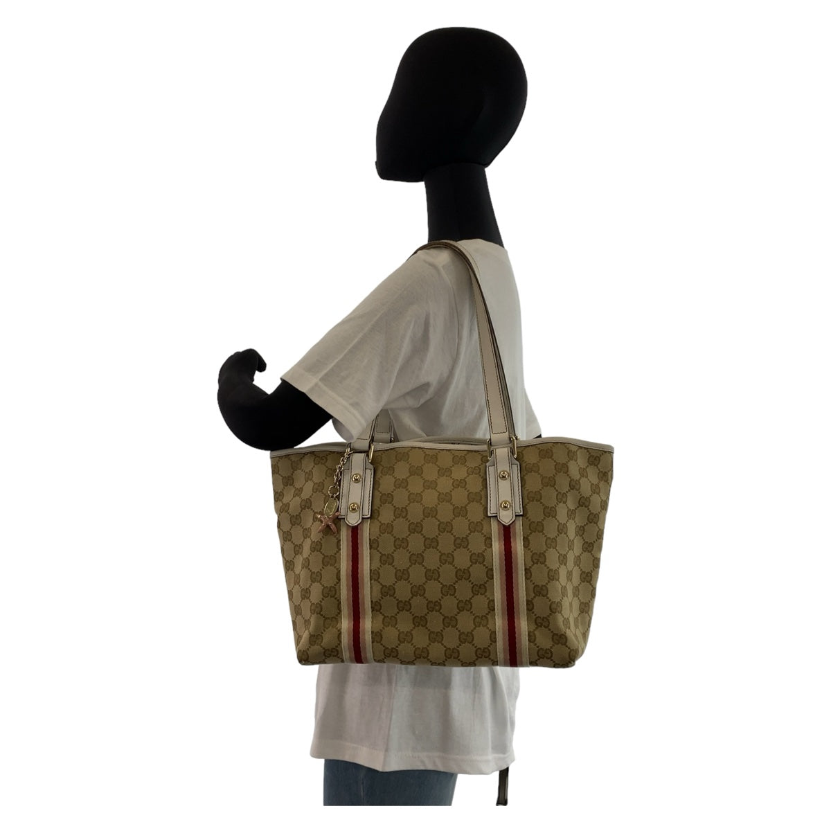 Gucci GG Canvas Leather Tote Bag 137396 in Very Good Condition