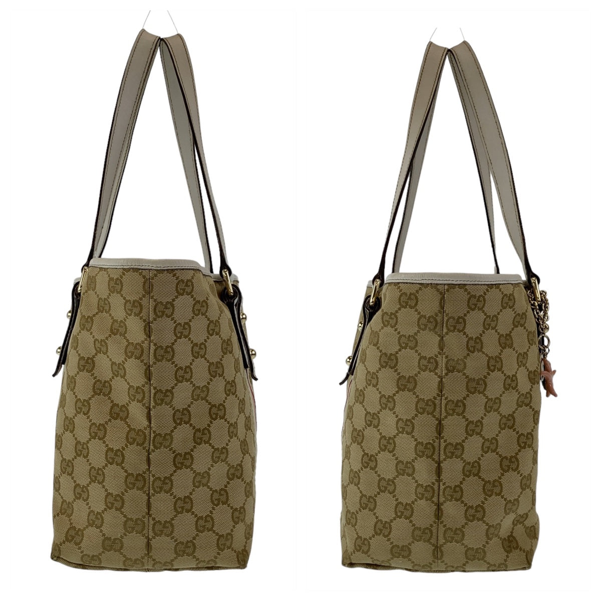 Gucci GG Canvas Leather Tote Bag 137396 in Very Good Condition