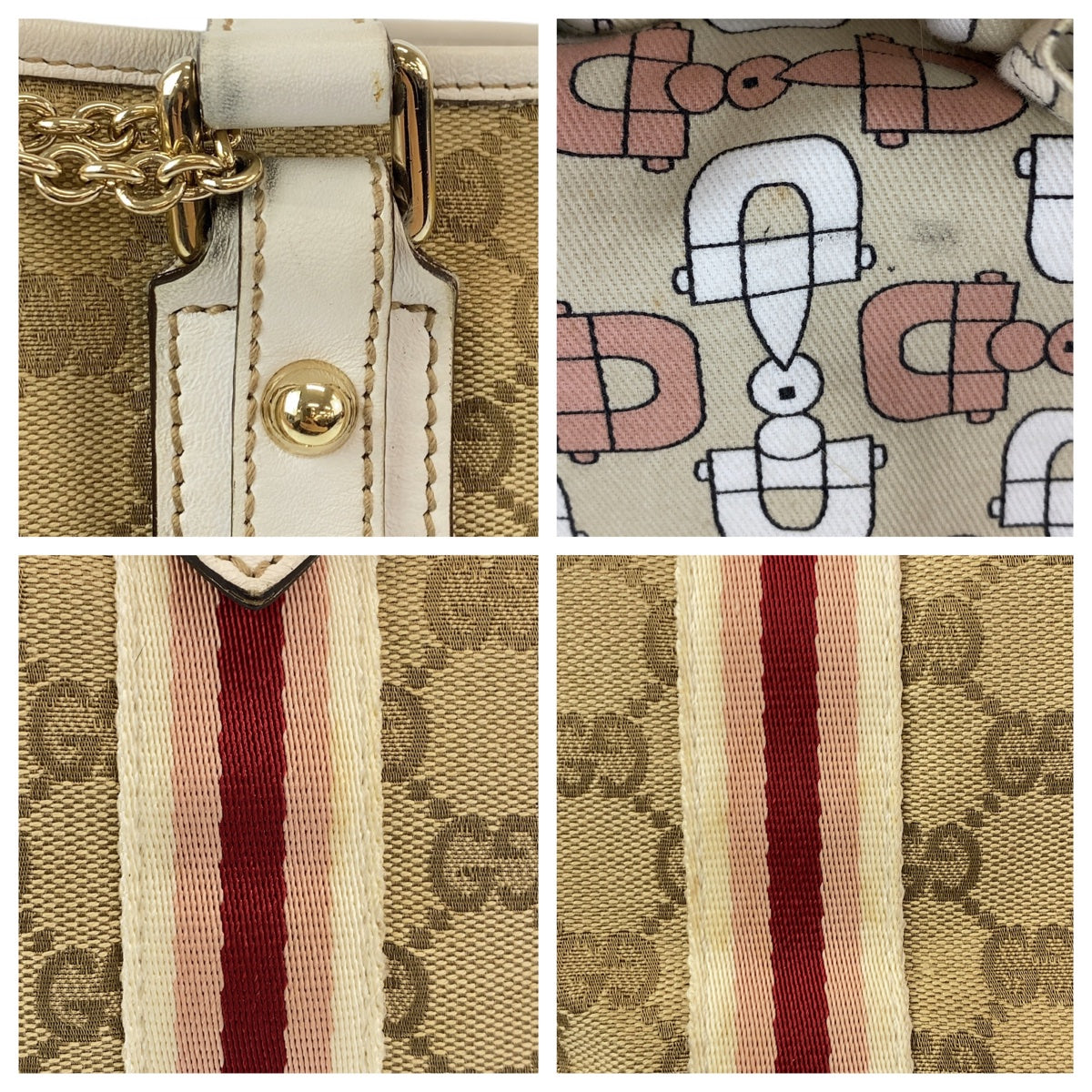 Gucci GG Canvas Leather Tote Bag 137396 in Very Good Condition