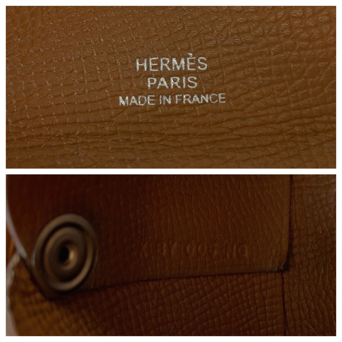 Hermes Bastia Coin Case Gold Camel Brown in Very Good Condition