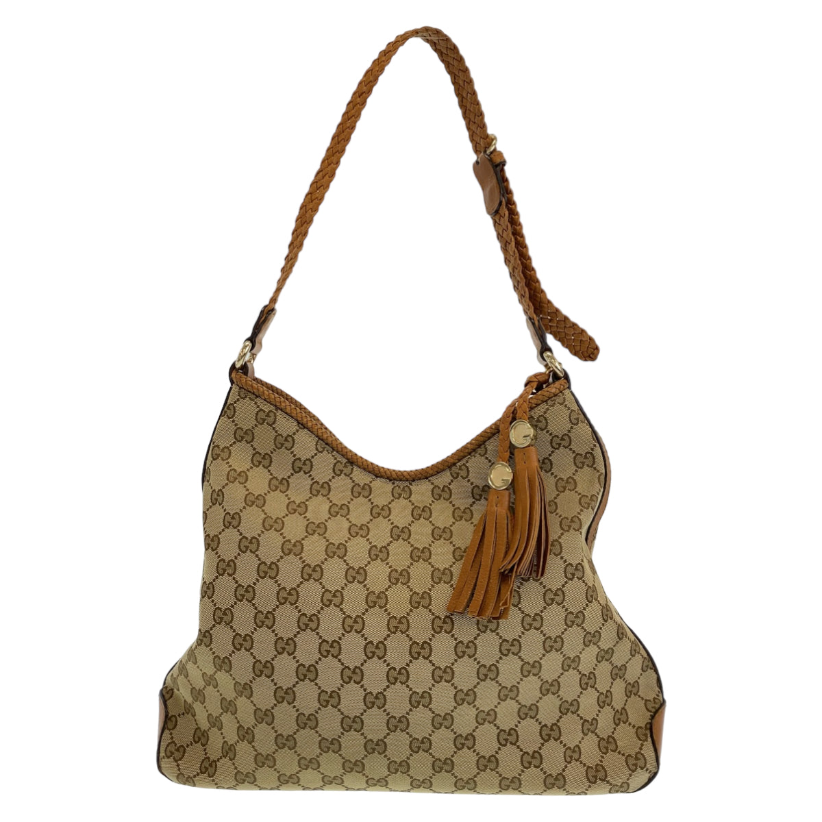 Gucci Brown GG Canvas Leather Shoulder Bag