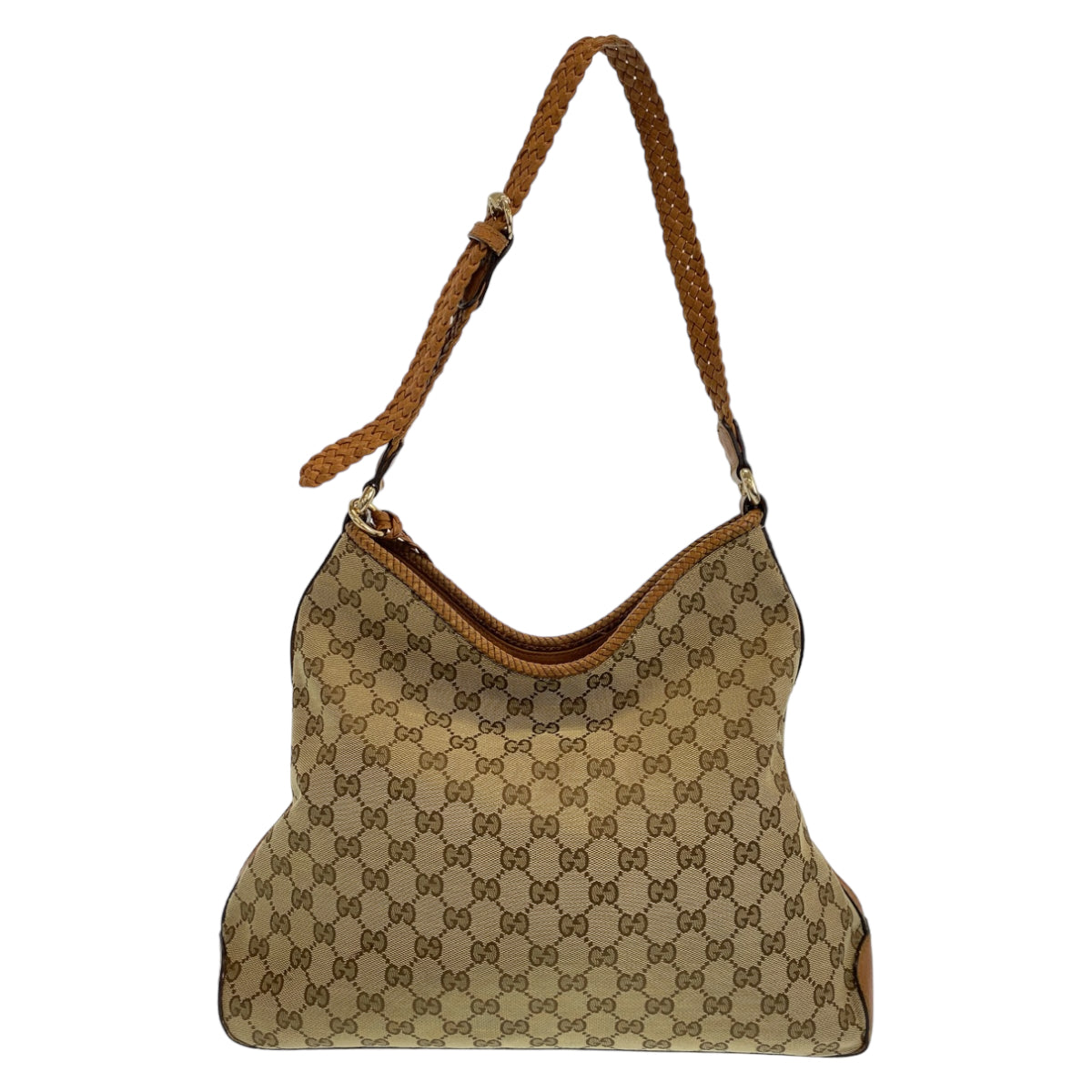 Gucci Brown GG Canvas/Leather Shoulder Bag 407021 in Very Good Condition