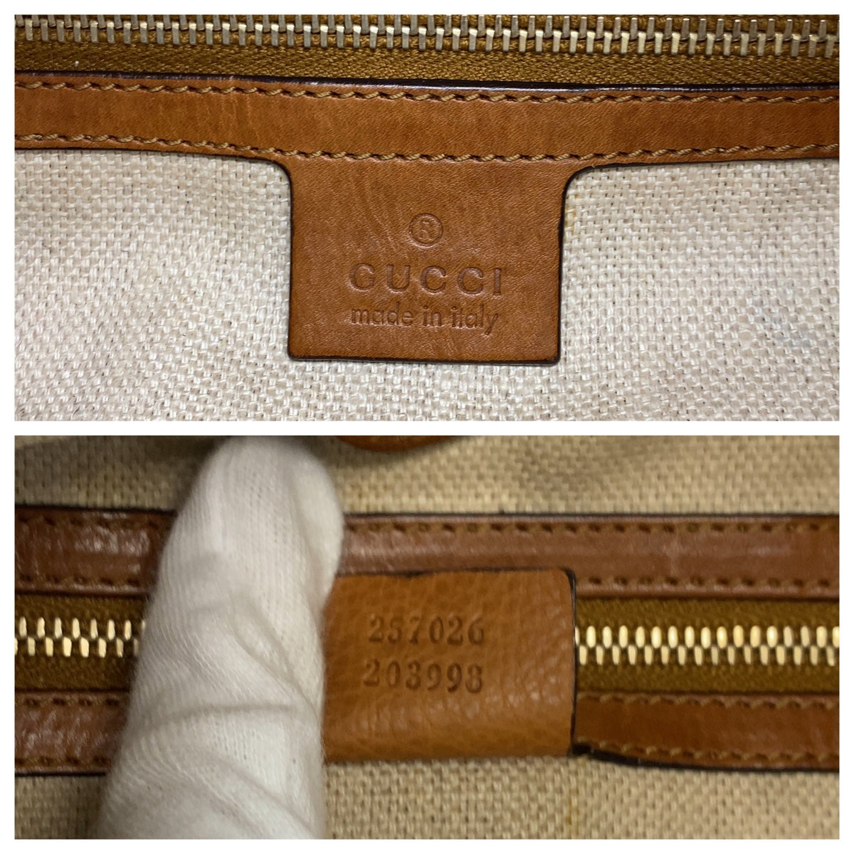 Gucci Brown GG Canvas Leather Shoulder Bag