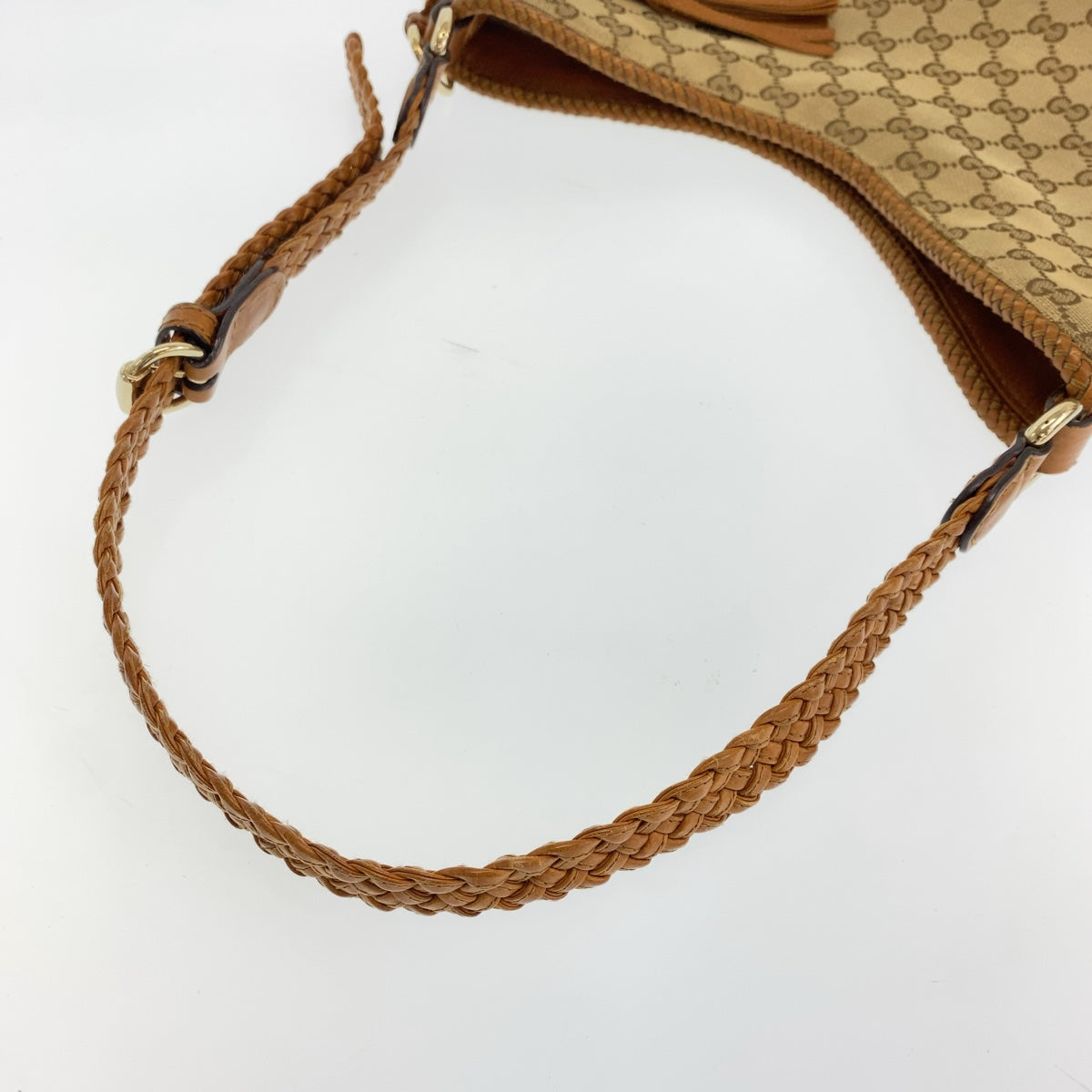 Gucci Brown GG Canvas/Leather Shoulder Bag 407021 in Very Good Condition