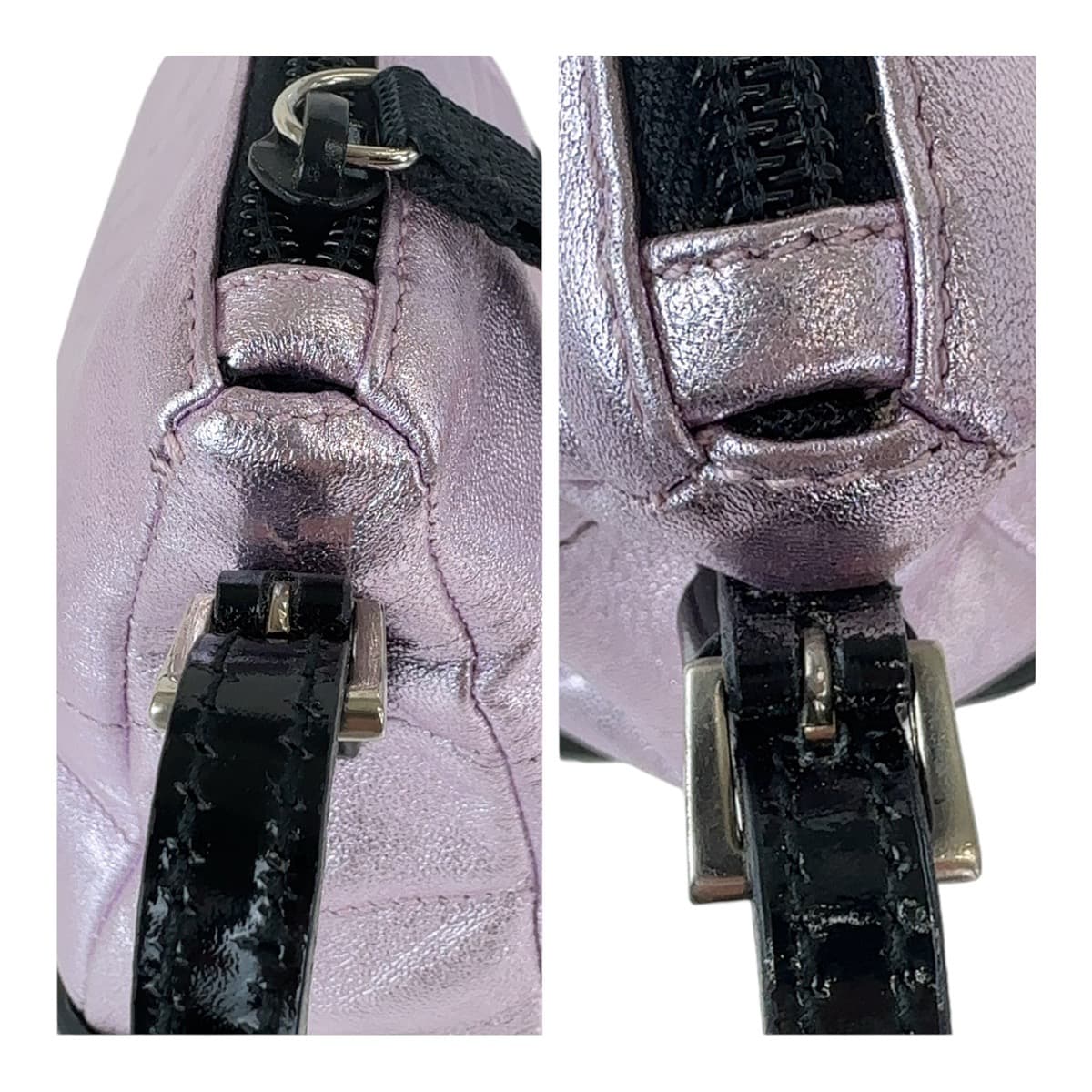 Prada Leather Shoulder Bag Metallic Pink in Very Good Condition