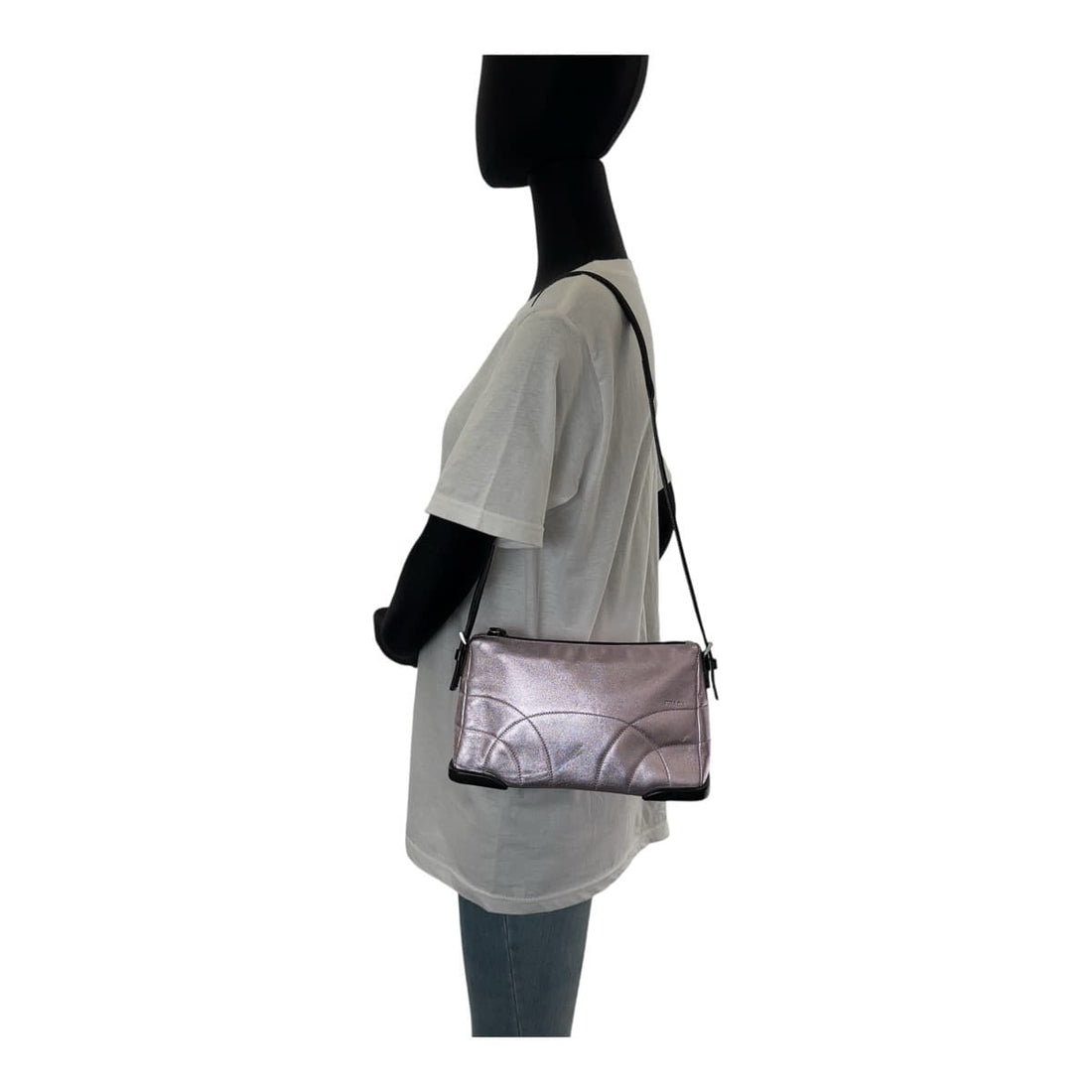 Prada Metallic Pink Leather Shoulder Bag