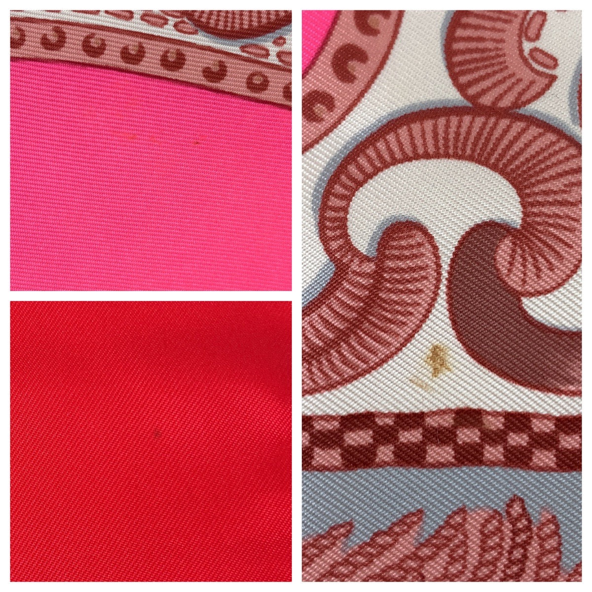 Hermes Silk Scarf Carré 90 Red Pink Brown in Very Good Condition