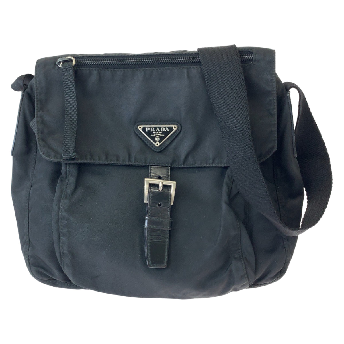 Prada Nylon Tessuto Logo Plate Shoulder Bag