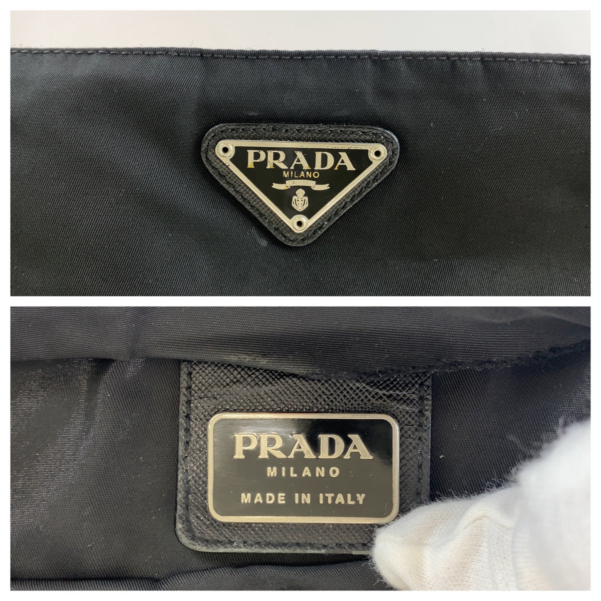 Prada Nylon Tessuto Triangle Logo Plate Shoulder Bag in Very Good Condition