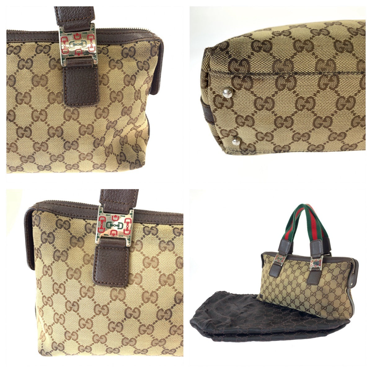 Gucci GG Canvas Sherry Line Handbag 407084 in Very Good Condition