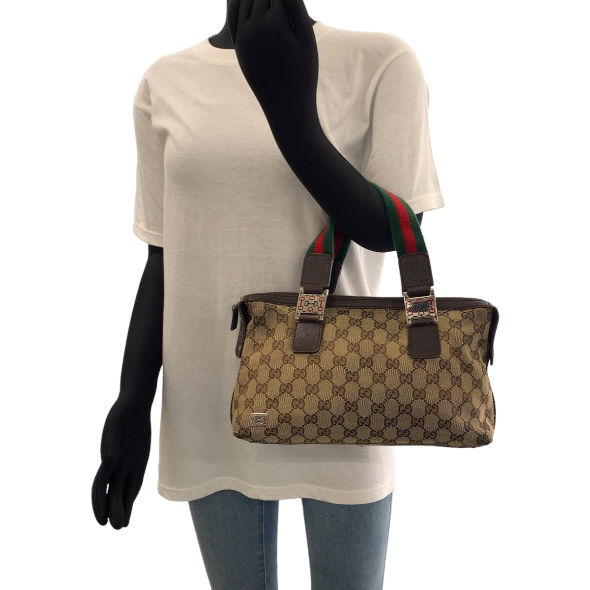 Gucci GG Canvas Sherry Line Handbag 407084 in Very Good Condition