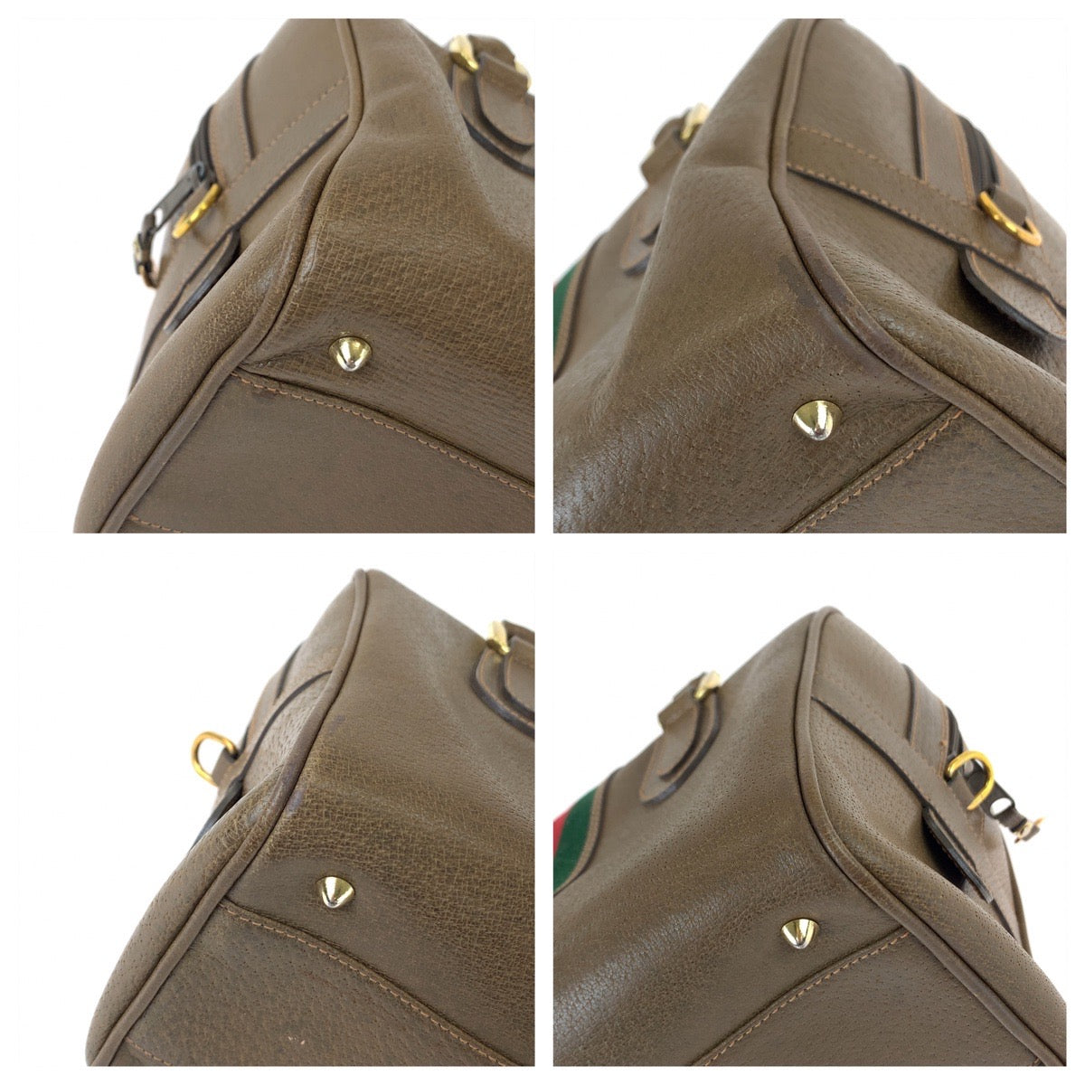 Gucci Vintage Leather Handbag Brown Gold