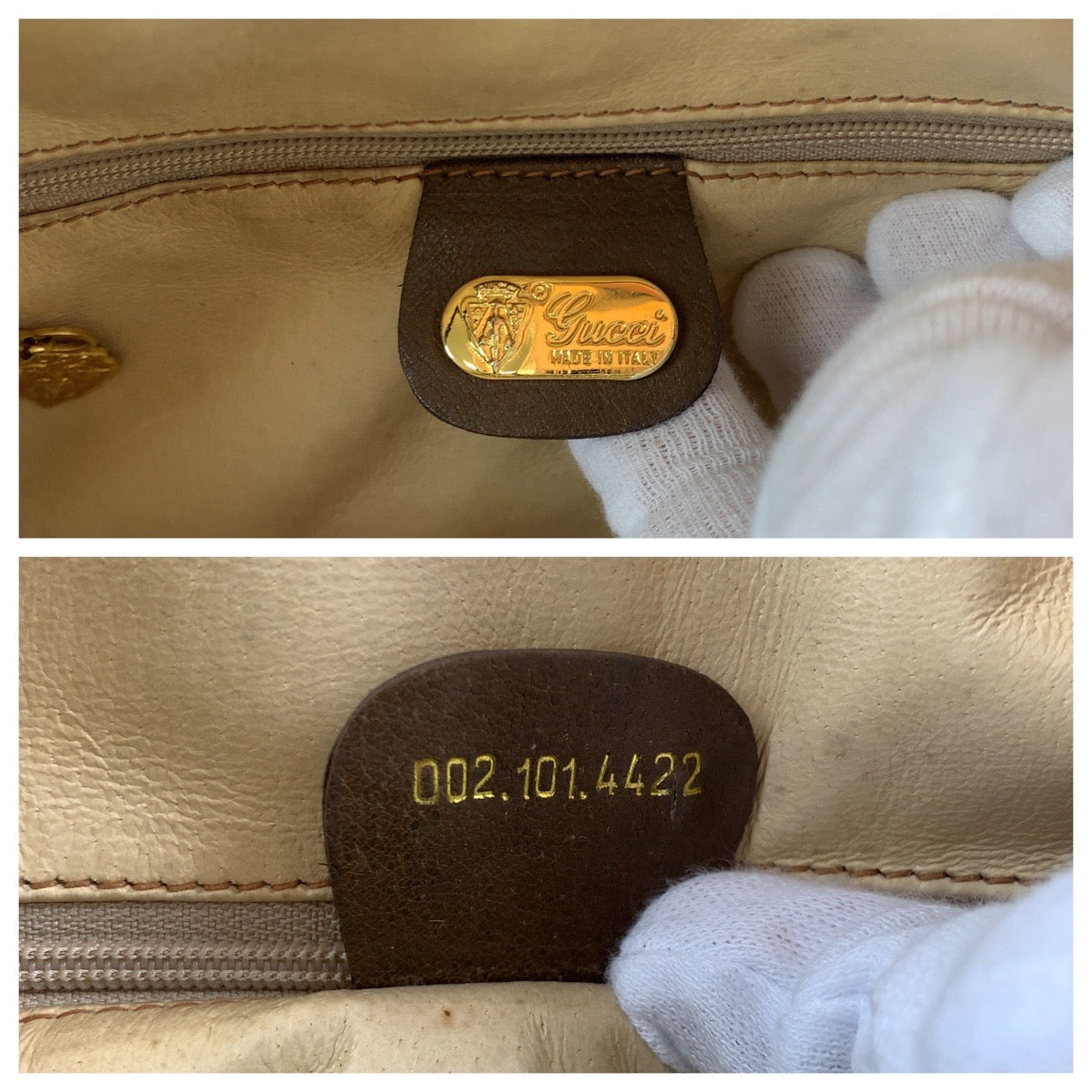 Gucci Vintage Leather Handbag Brown Gold