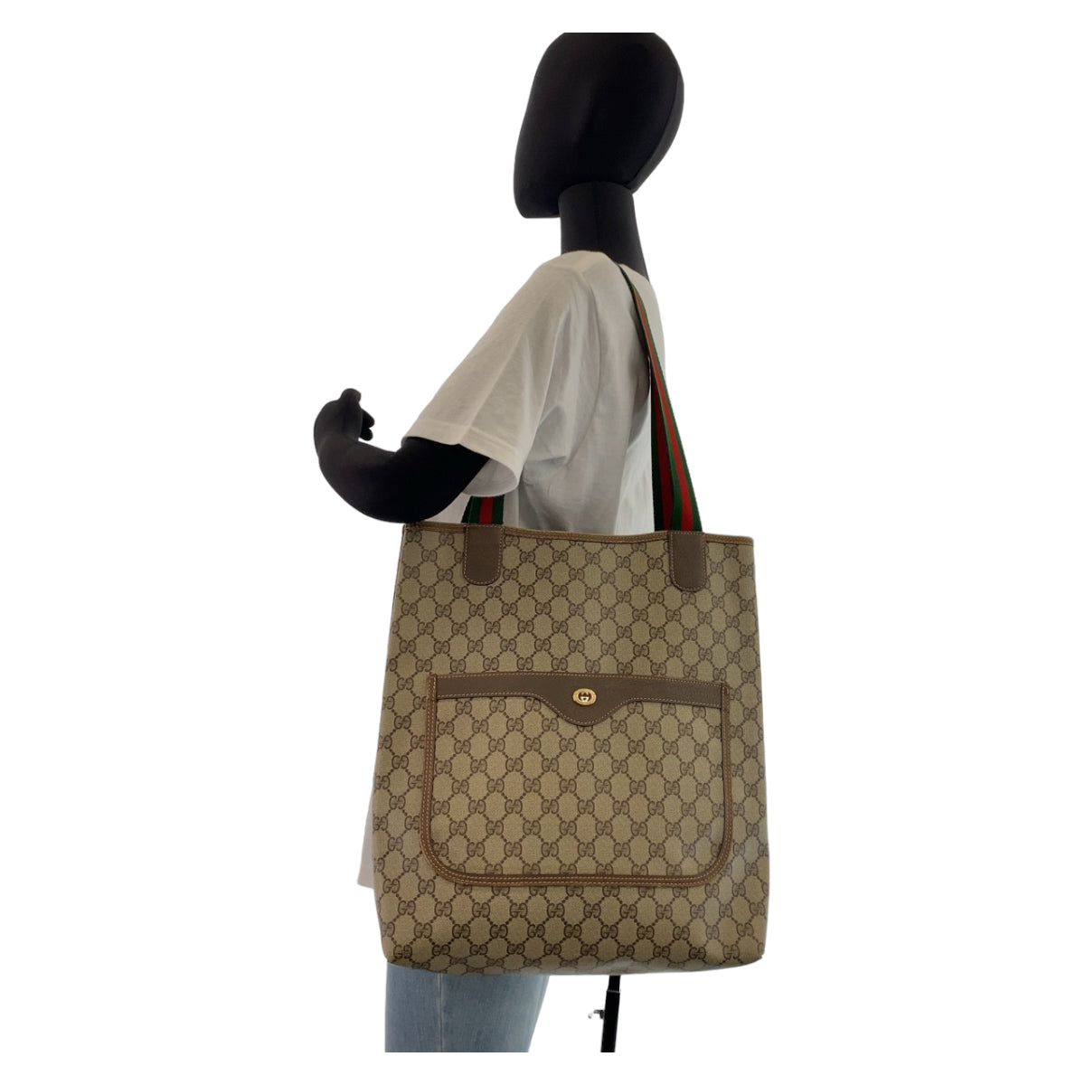 Gucci GG Supreme Canvas Old Gucci Shoulder Tote Bag in Very Good Condition