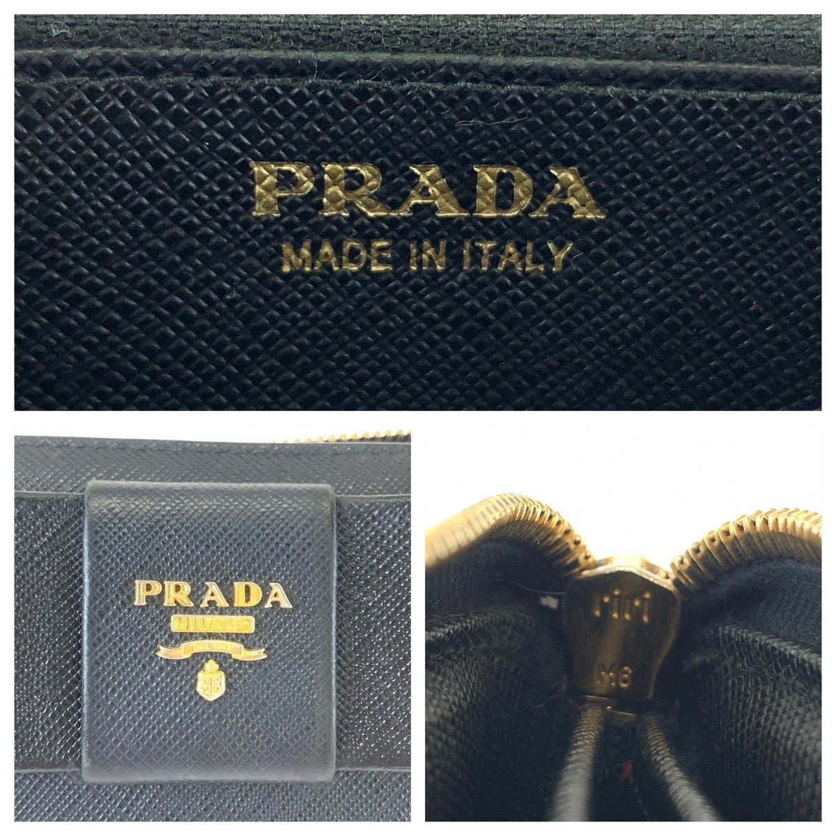 Prada Saffiano Leather Ribbon Long Wallet 1ML506 in Very Good Condition