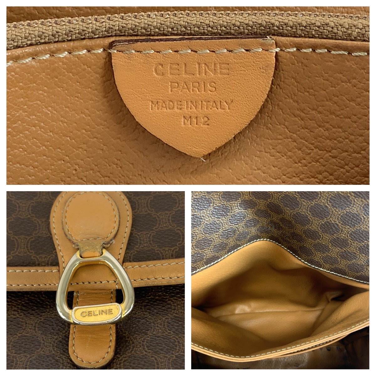 Celine Brown Macadam PVC Leather Shoulder Bag