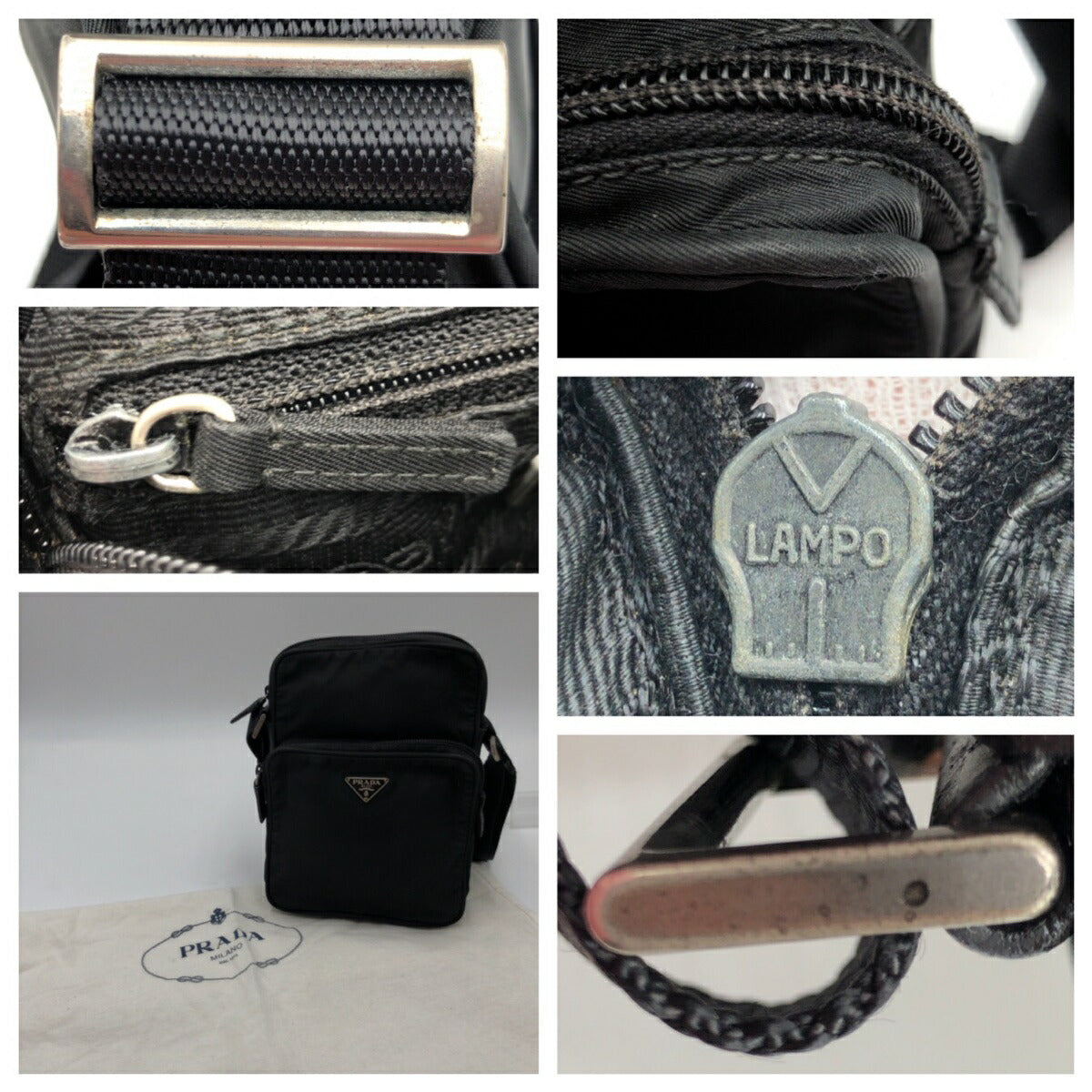 Prada Tessuto Triangle Logo Nylon Leather Shoulder Bag