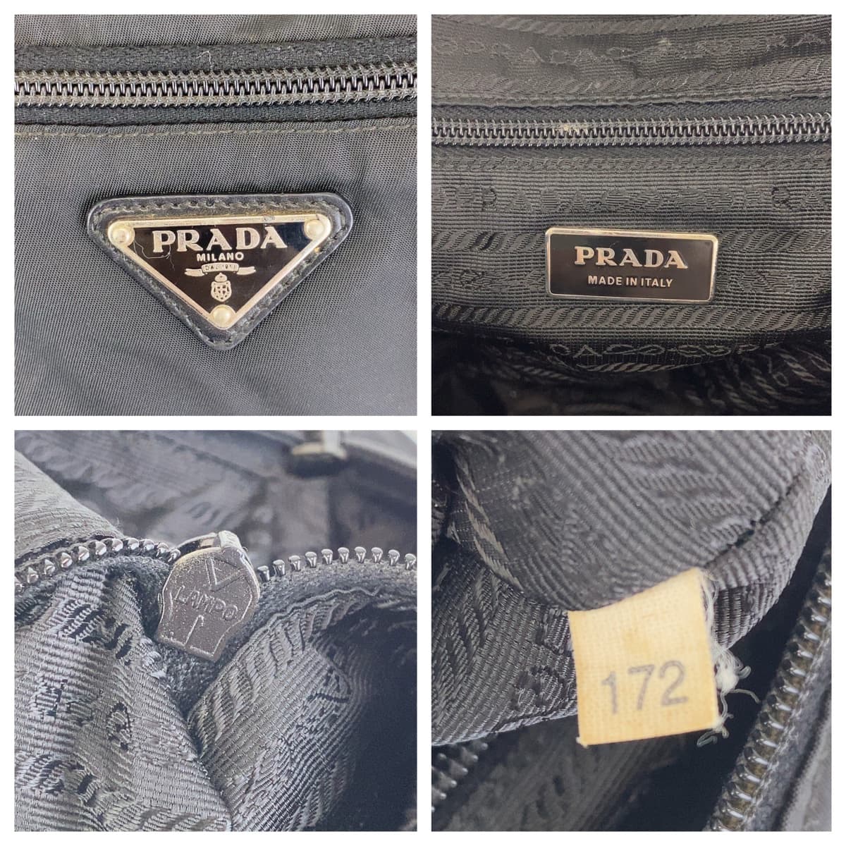 Prada Nylon/Leather Tessuto Triangle Logo Shoulder Bag in Very Good Condition