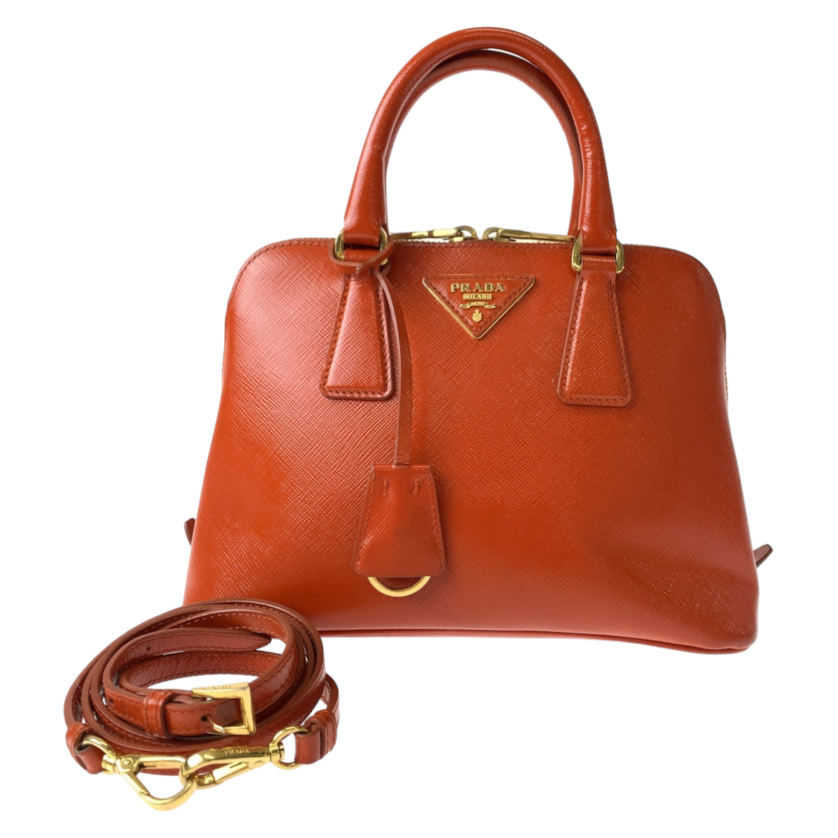 Prada Patent Saffiano Promenade Leather Handbag