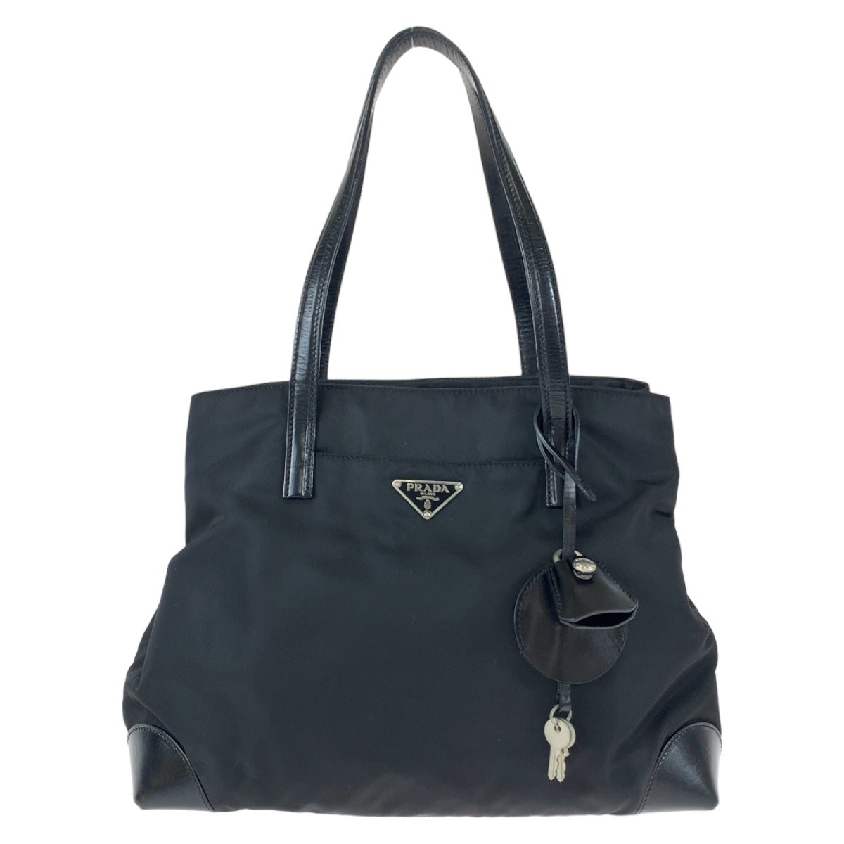 Prada Nylon/Leather Tessuto Triangle Logo Tote Bag in Very Good Condition