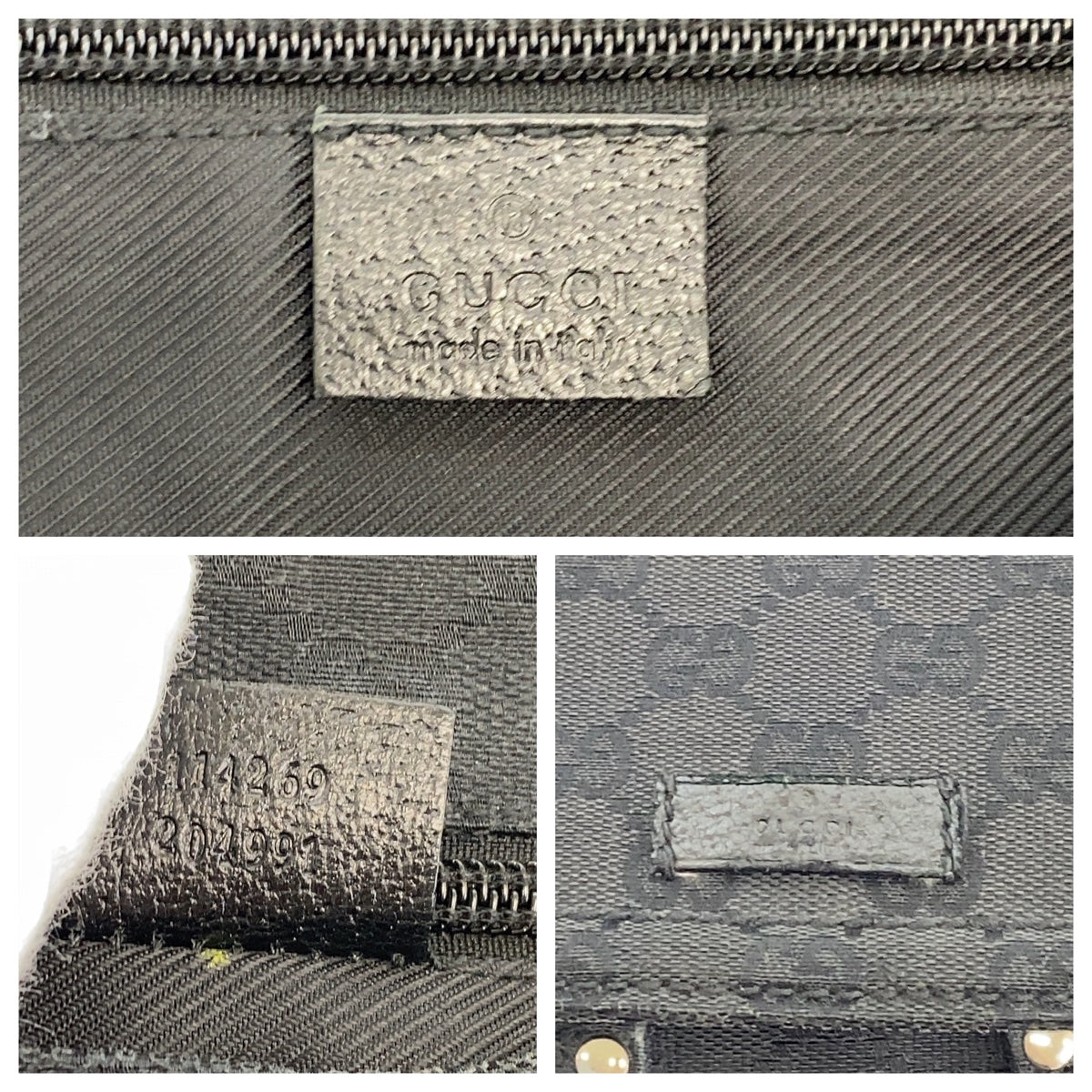 Gucci Black GG Canvas Leather Shoulder Bag