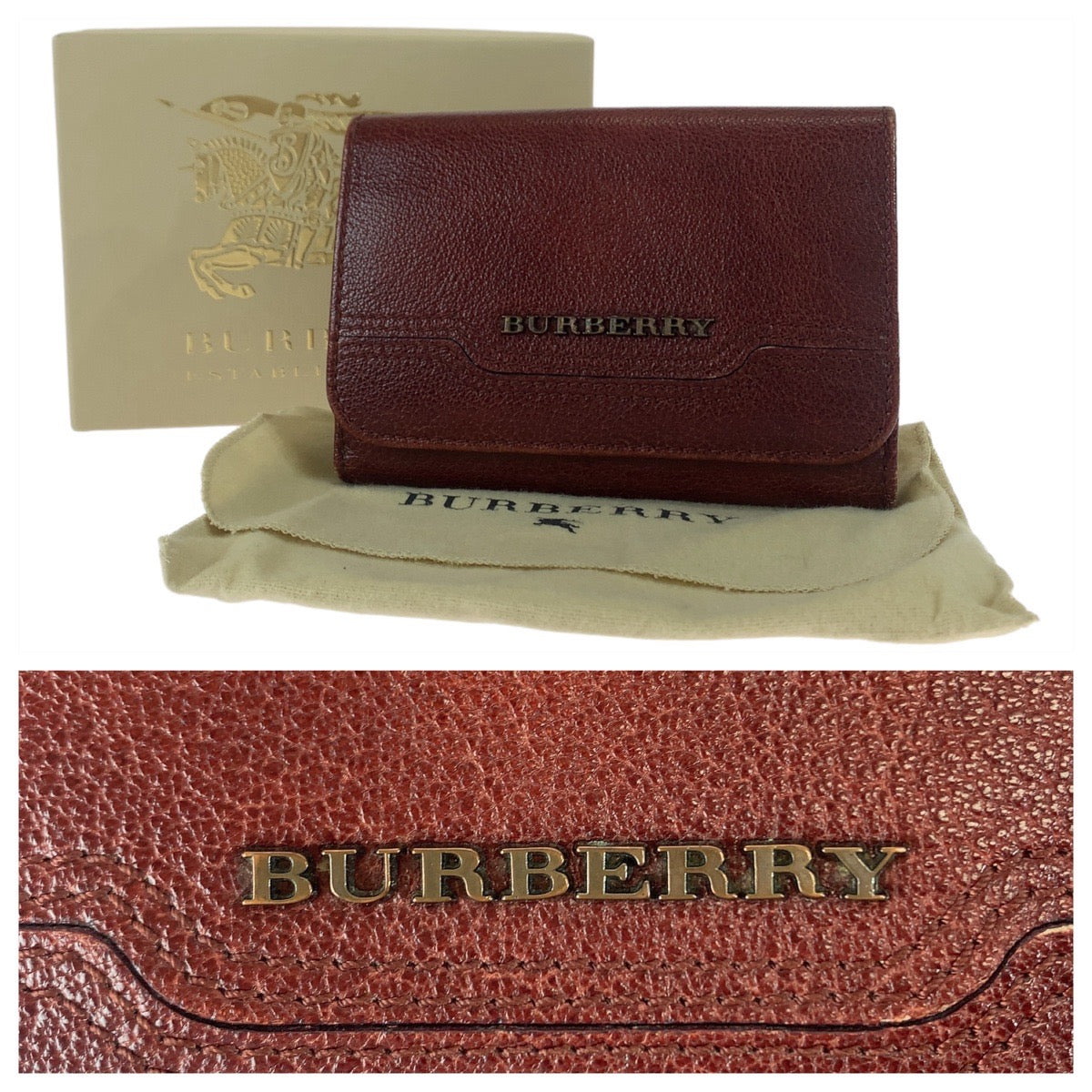 Burberry Smoked Check Leather Compact Wallet in Very Good Condition