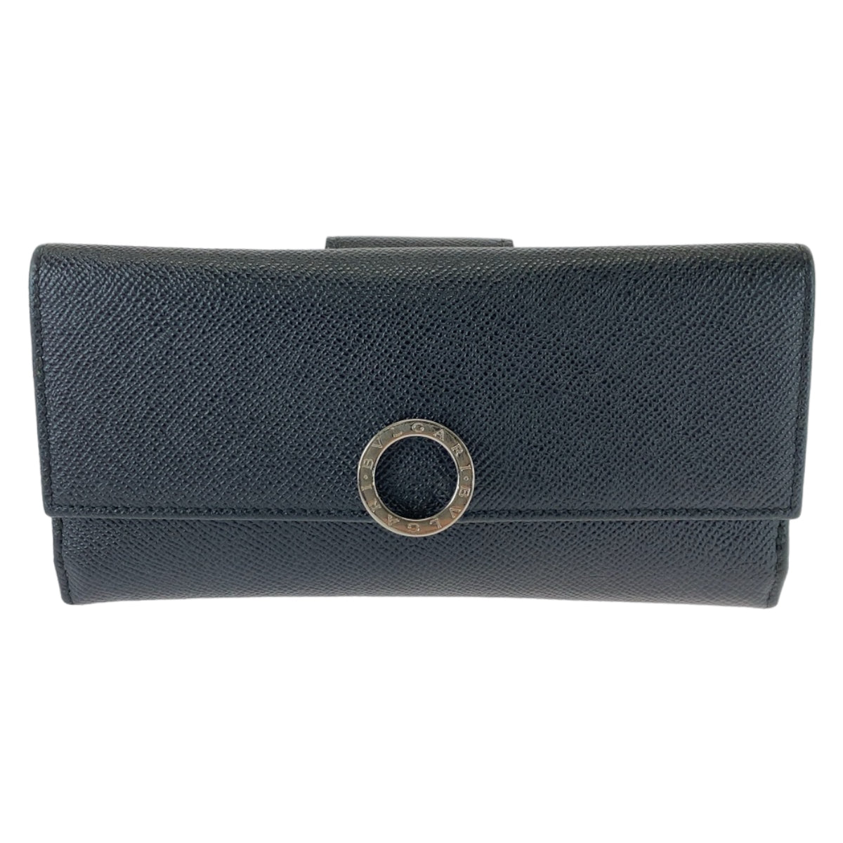 Bvlgari Black Leather Long Wallet Unisex