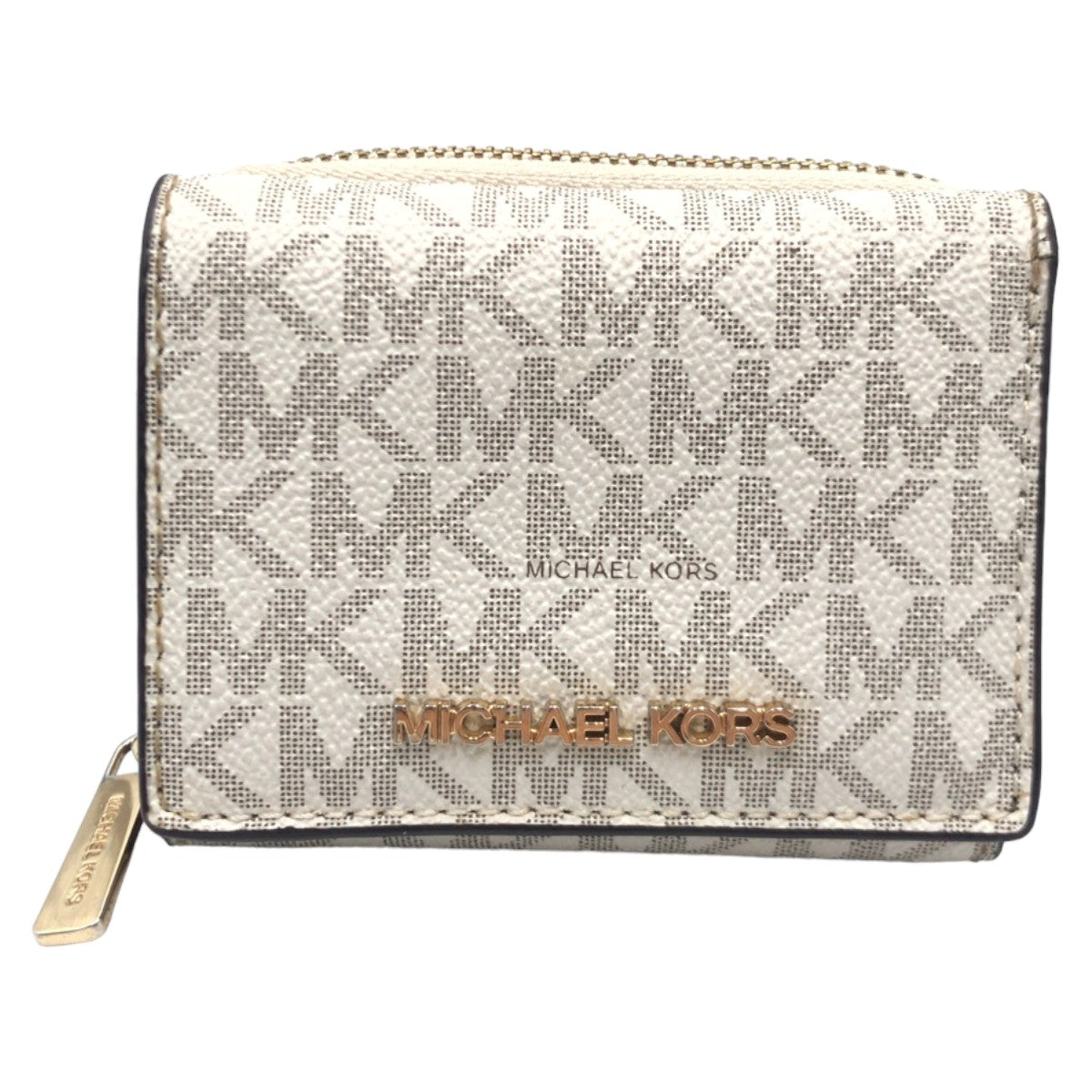 Michael Kors White Gold PVC Trifold Wallet